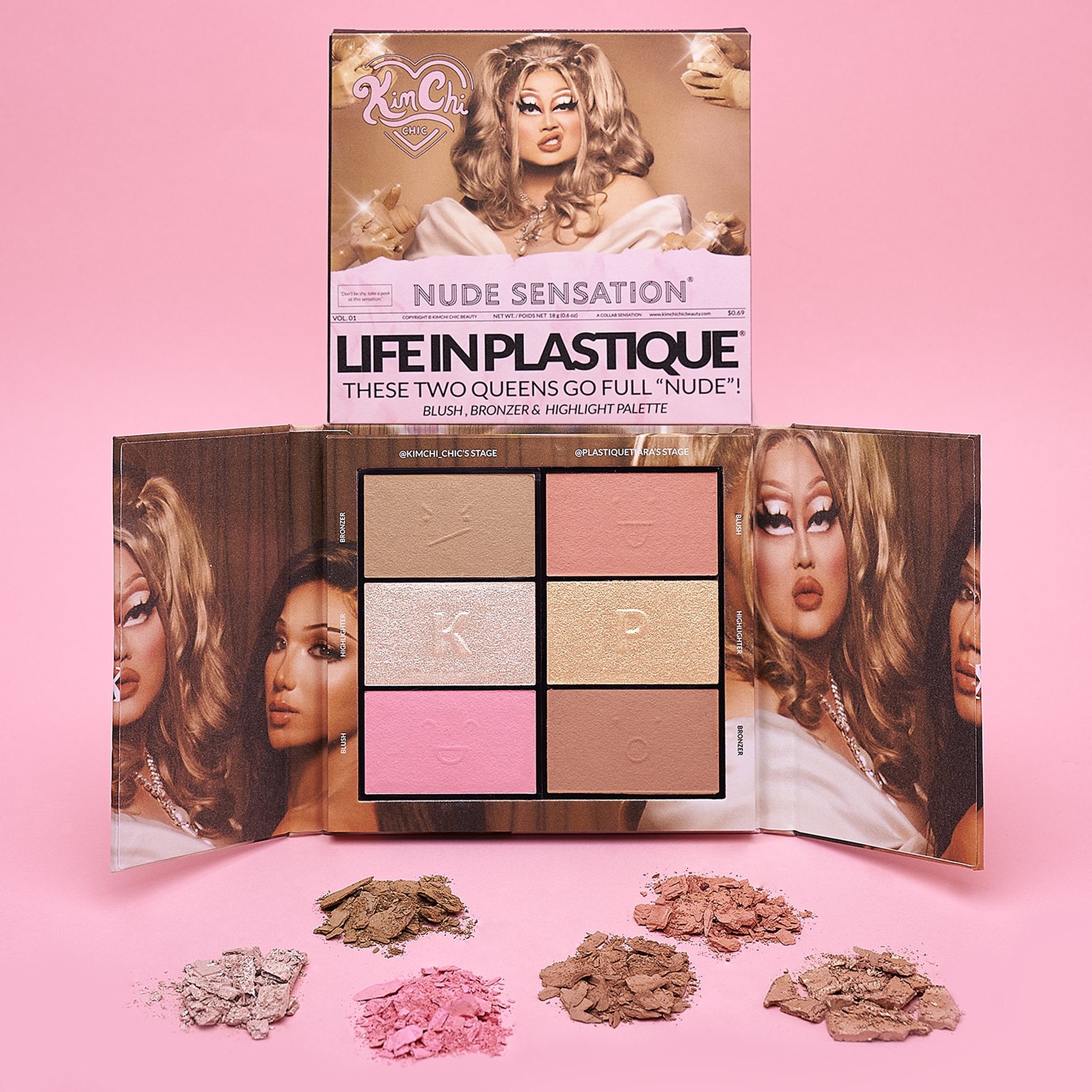 KIMCHI X PLASTIQUE NUDE SENSATION: BLUSH, BRONZER 2024 & HIGHLIGHTER PALETTE