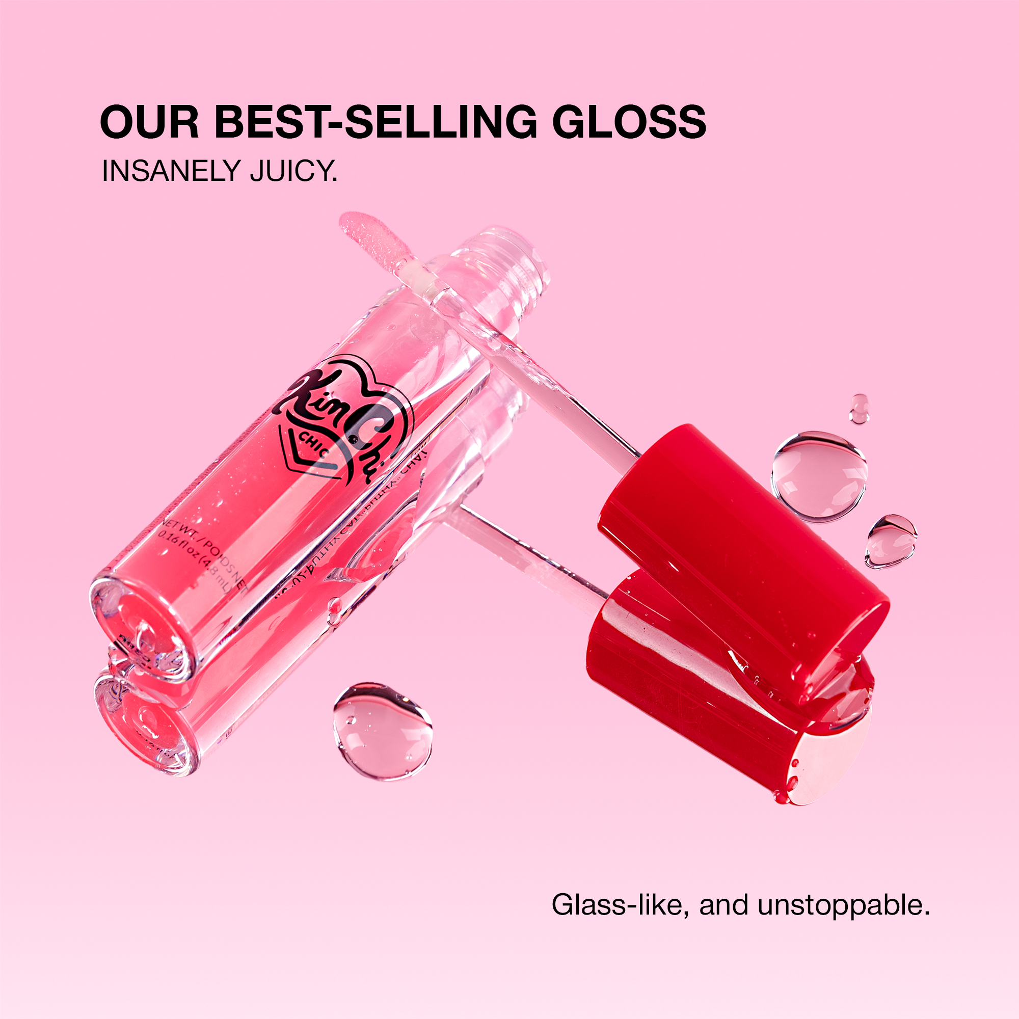 Best-selling pink lip gloss in glass-like finish, enriched formula for a juicy, unstoppable shine.