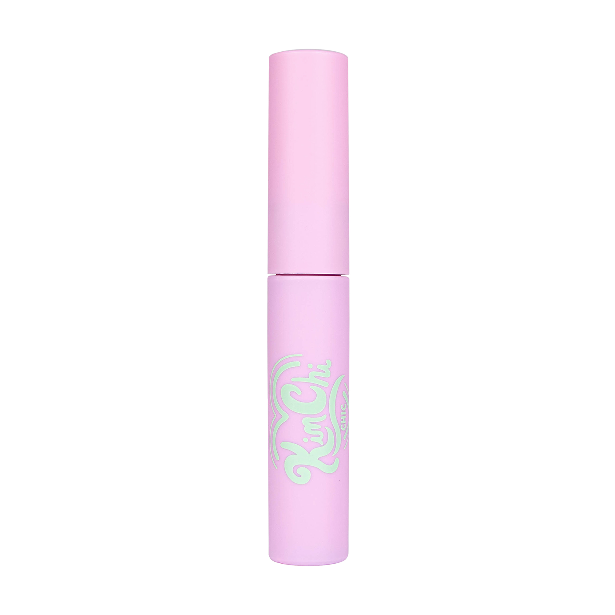 Kim Chi pink mascara tube with matte finish and stylish logo for bold lash definition.