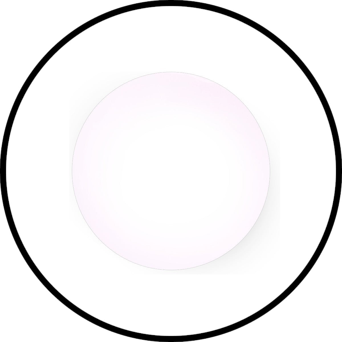 Abstract circular design with a soft pink center and a black outline.