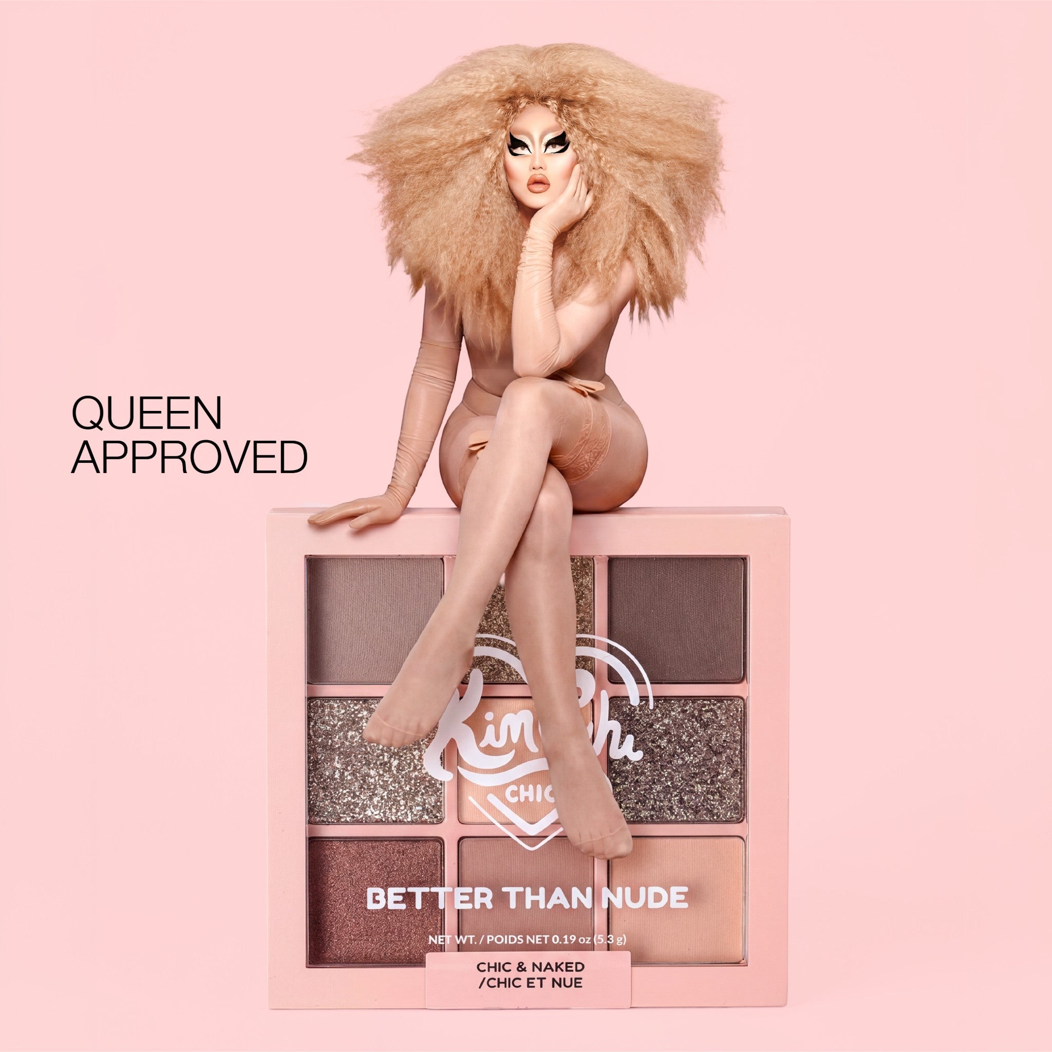 KimChi Chic Better Than Nude eyeshadow palette, featuring 9 shades in neutral tones, elegant packaging, queen approved.