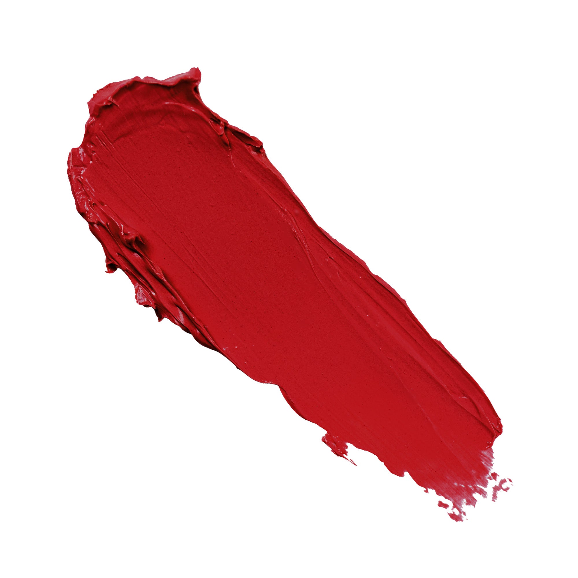A bold red paint stroke on a white background.