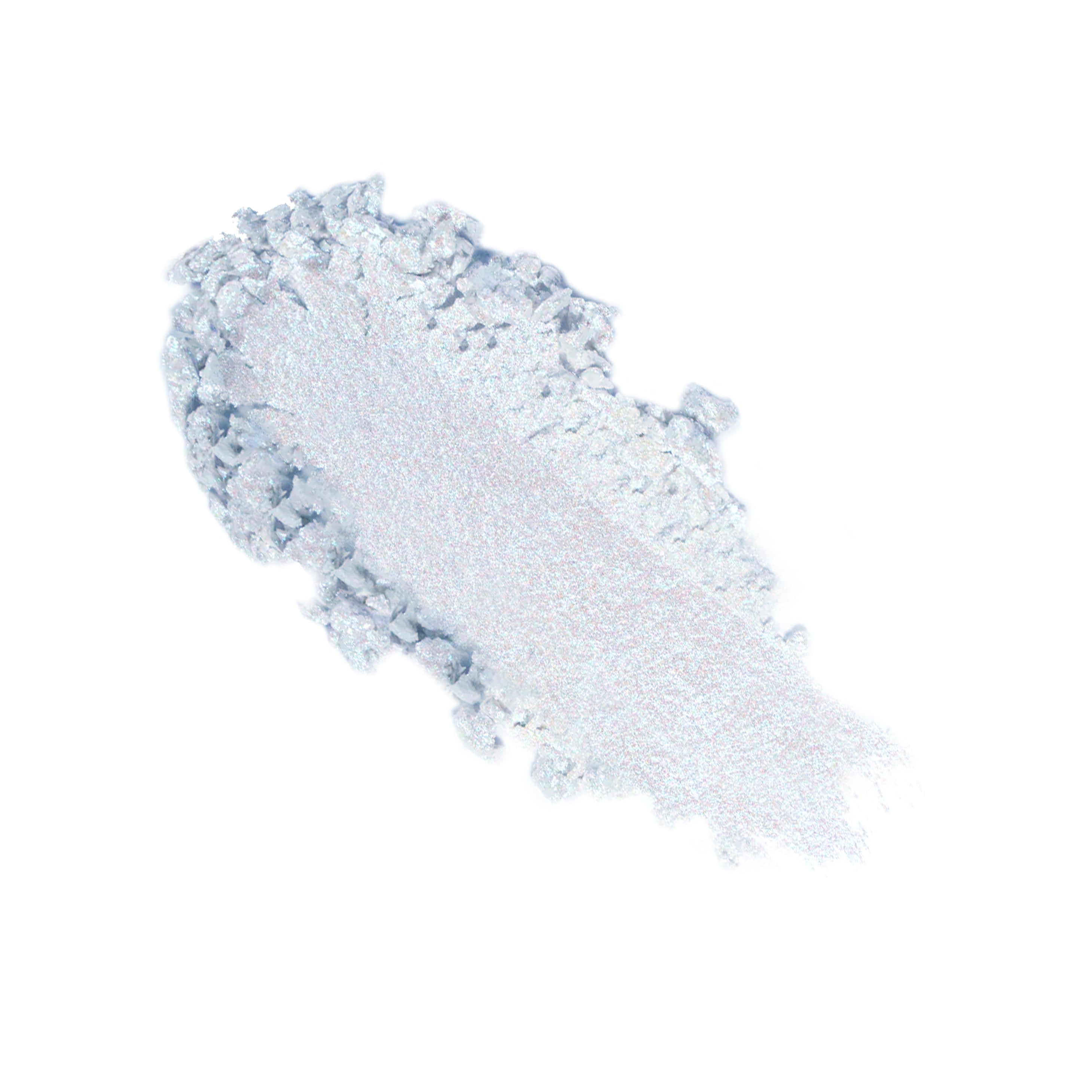 A textured swipe of a soft, light blue cream or gel on a white background.