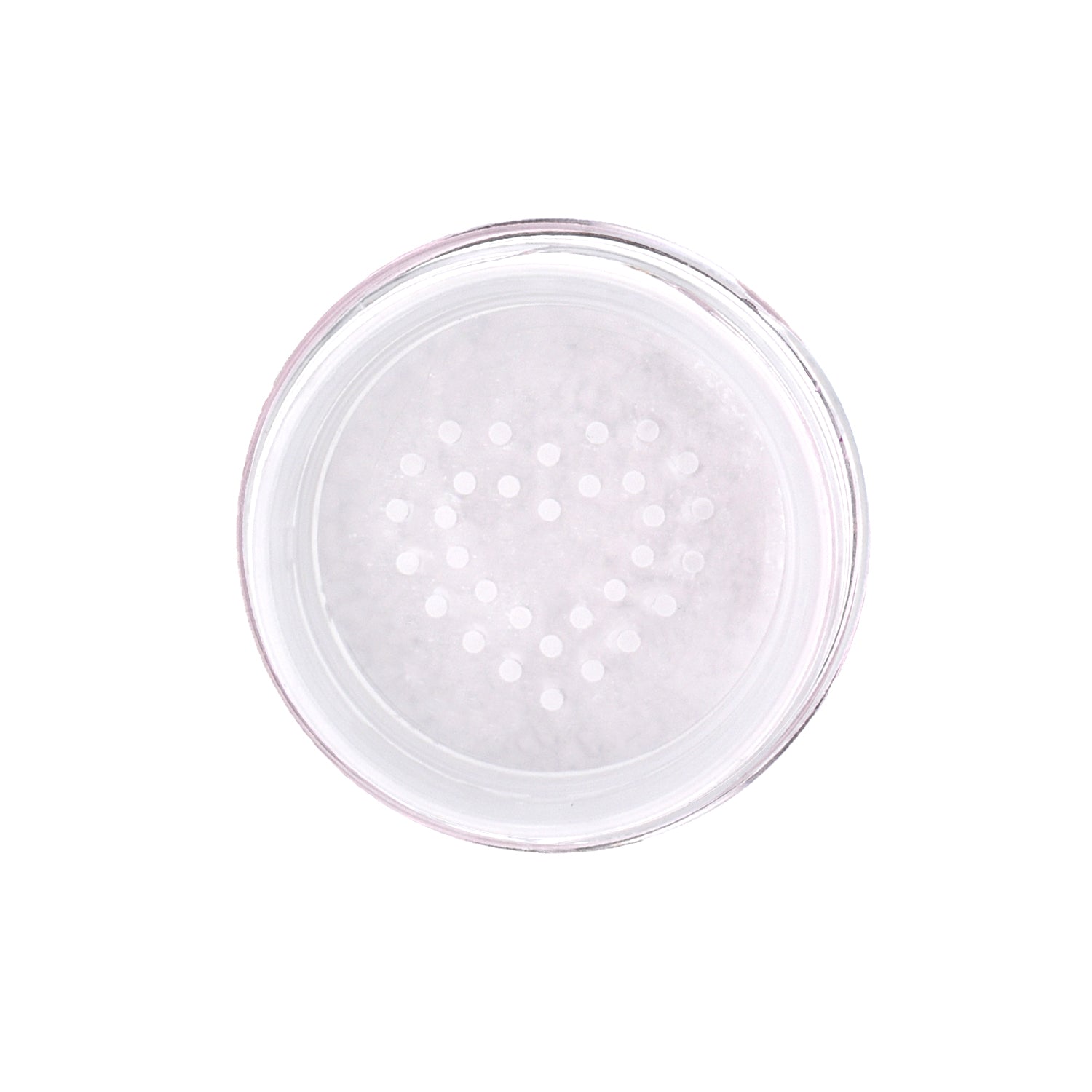 A clear round plate filled with fine white powder