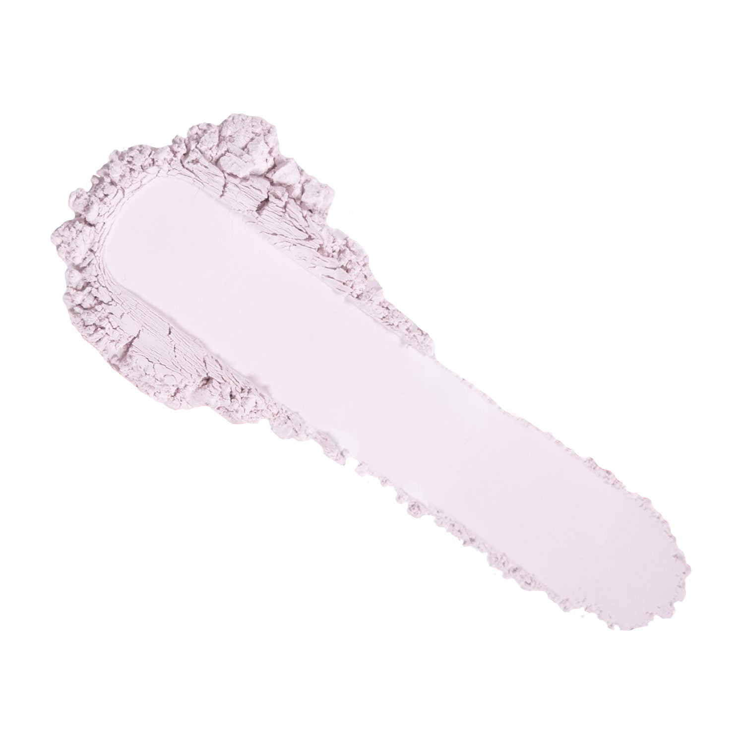 A smooth, elongated swatch of light pink paint or cream with textured edges.