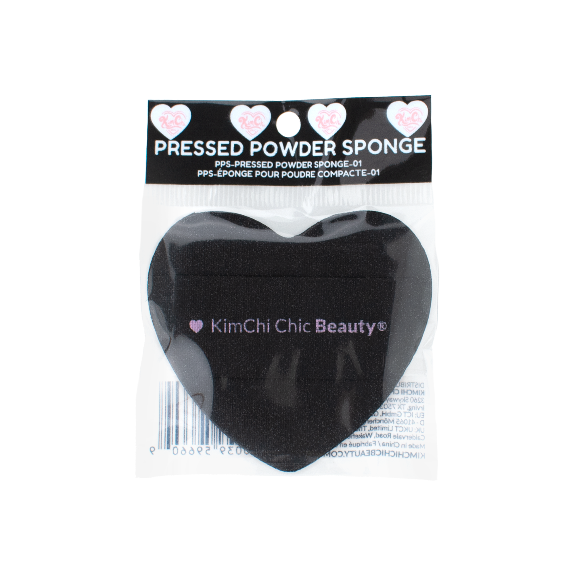Black heart-shaped pressed powder makeup sponge by KimChi Chic Beauty for flawless application.