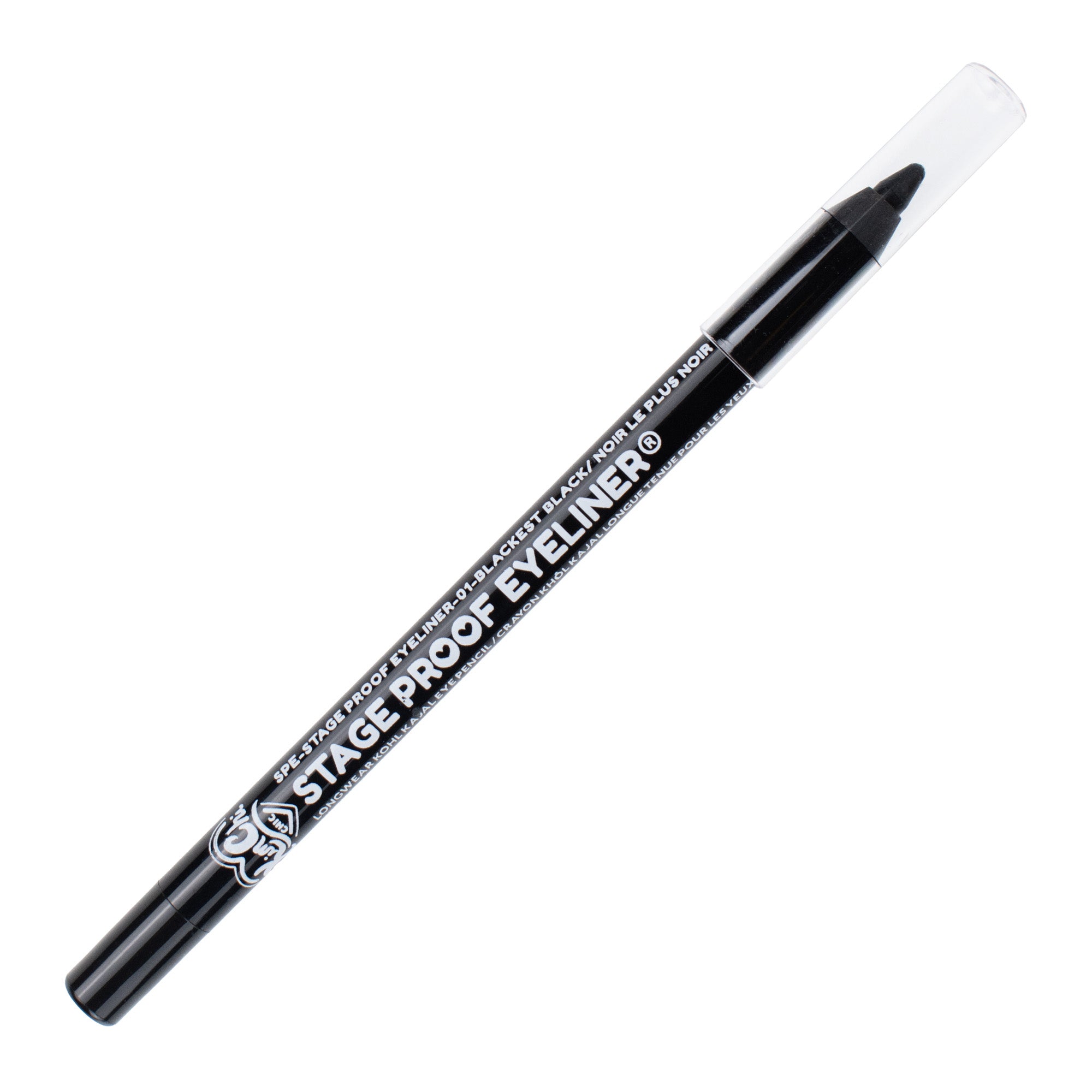 Black stage-proof eyeliner pencil