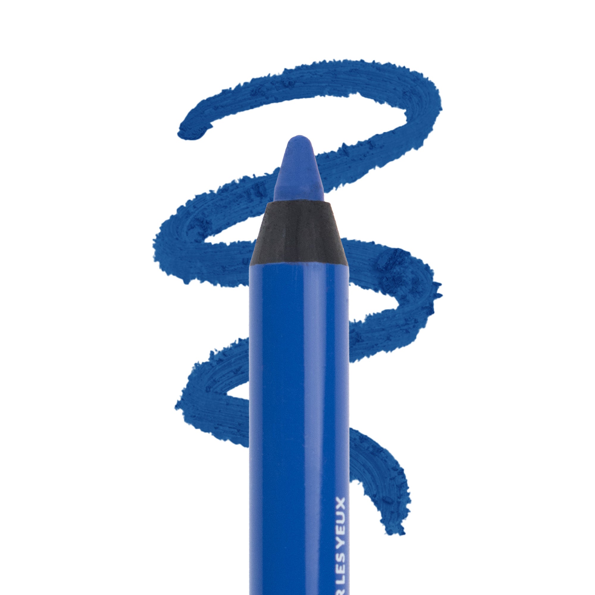 Blue crayon with a swirl of blue crayon mark