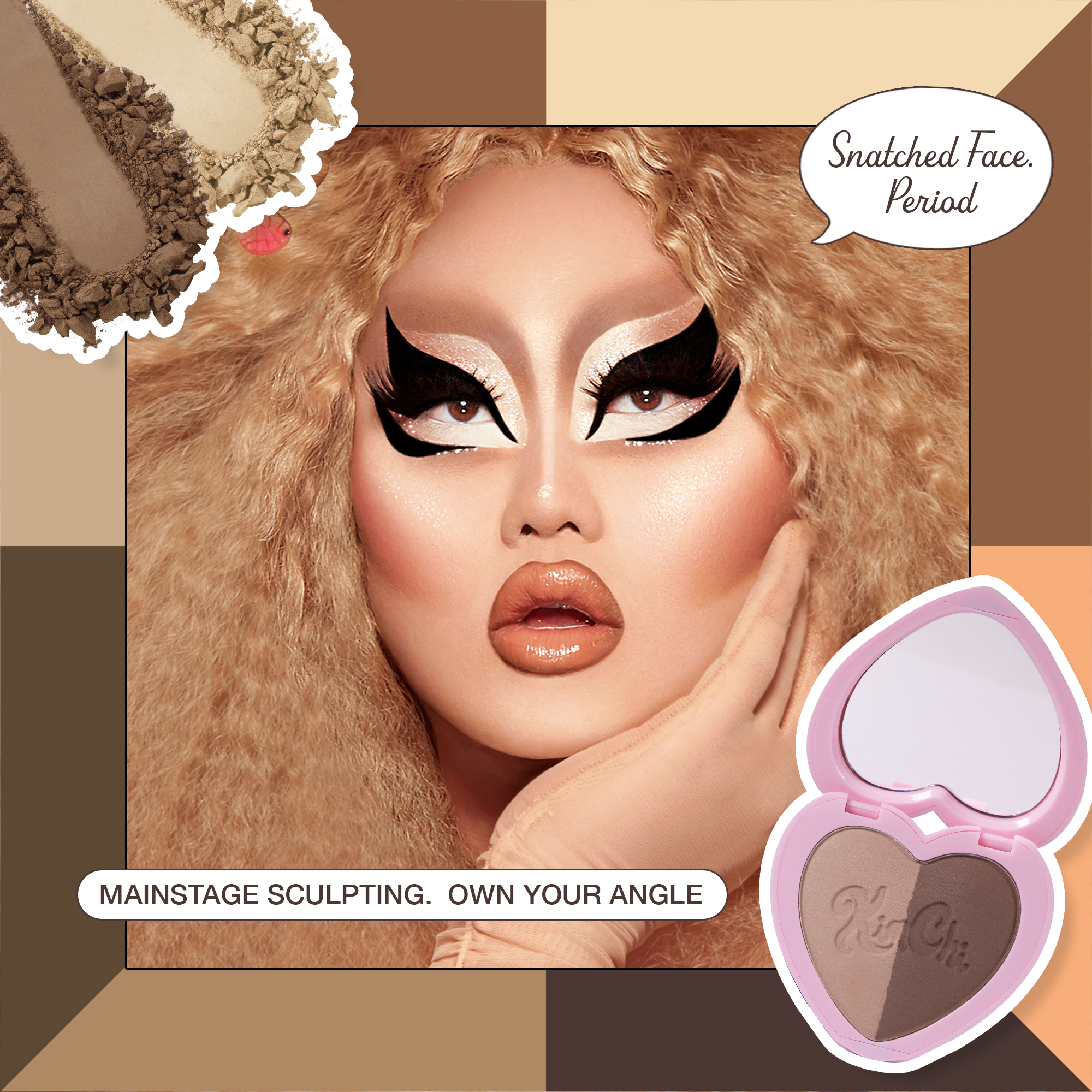 Heart-shaped contour palette by XIN CHI, featuring warm brown shades for sculpting, perfect for makeup enthusiasts.