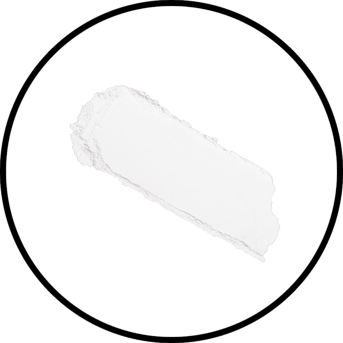 A smooth, white beauty product swatch on a solid background.