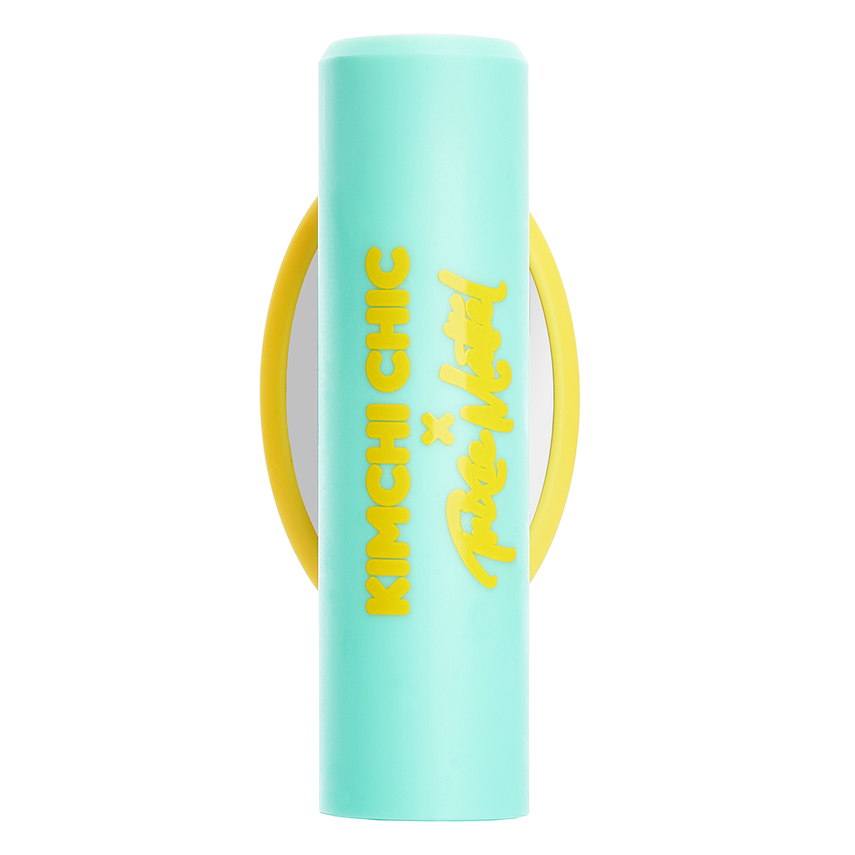 Turquoise and yellow Kimchi Chic lipstick tube