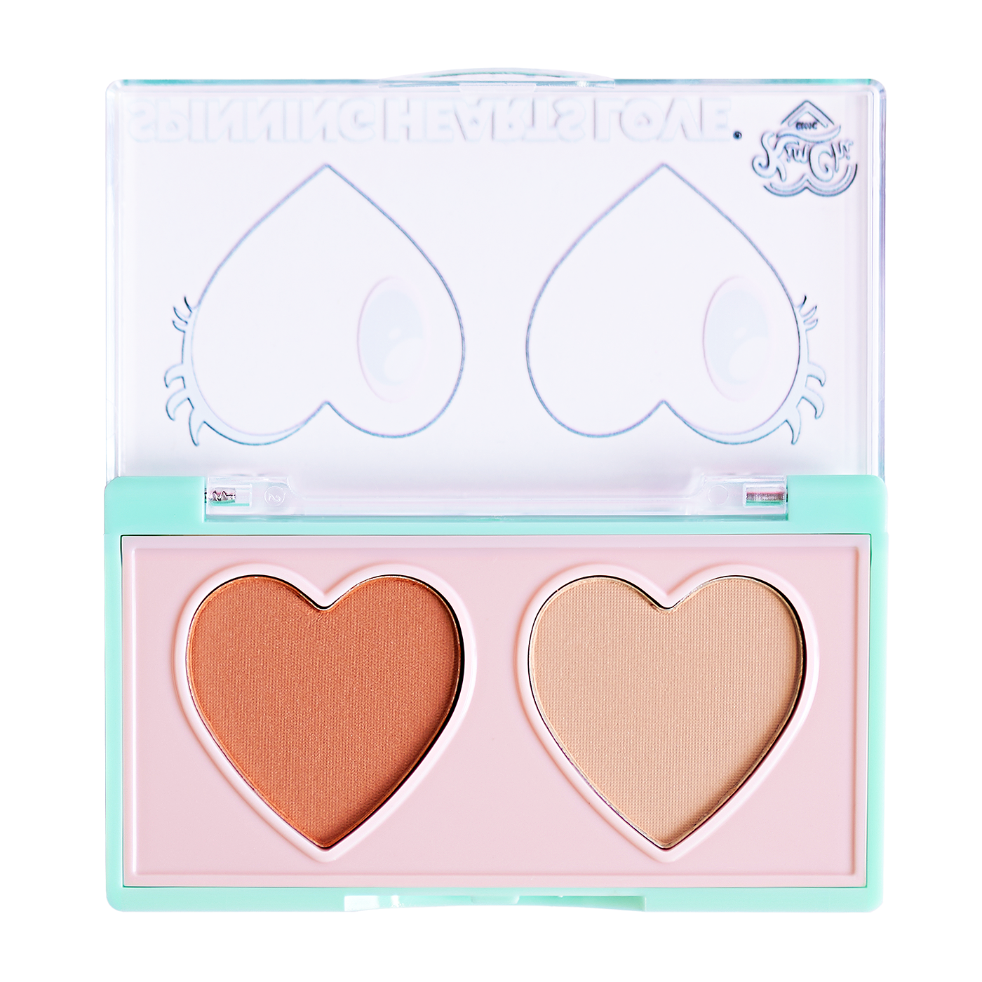 Heart-shaped blush duo in a compact case