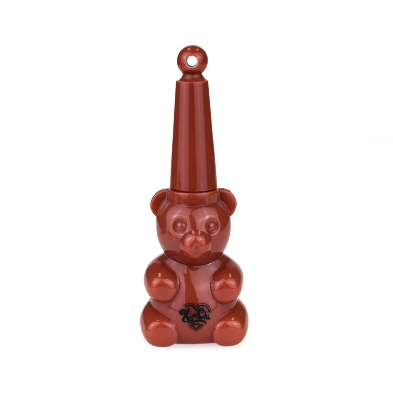 Brown bear-shaped container with a conical top