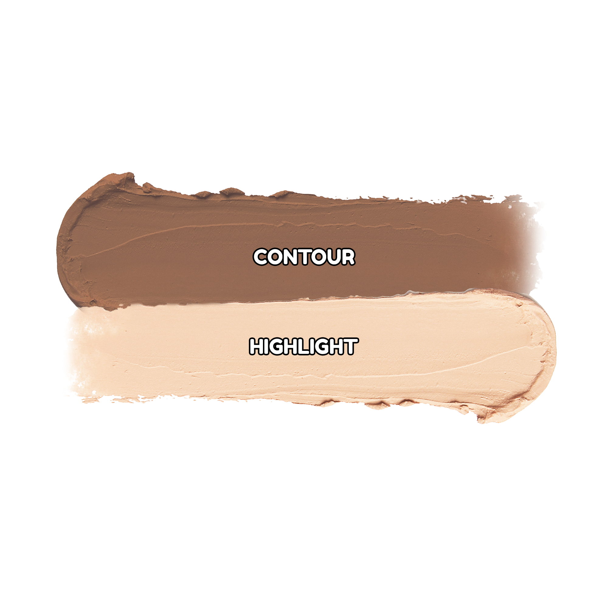 Swatches of contour and highlight makeup shades.