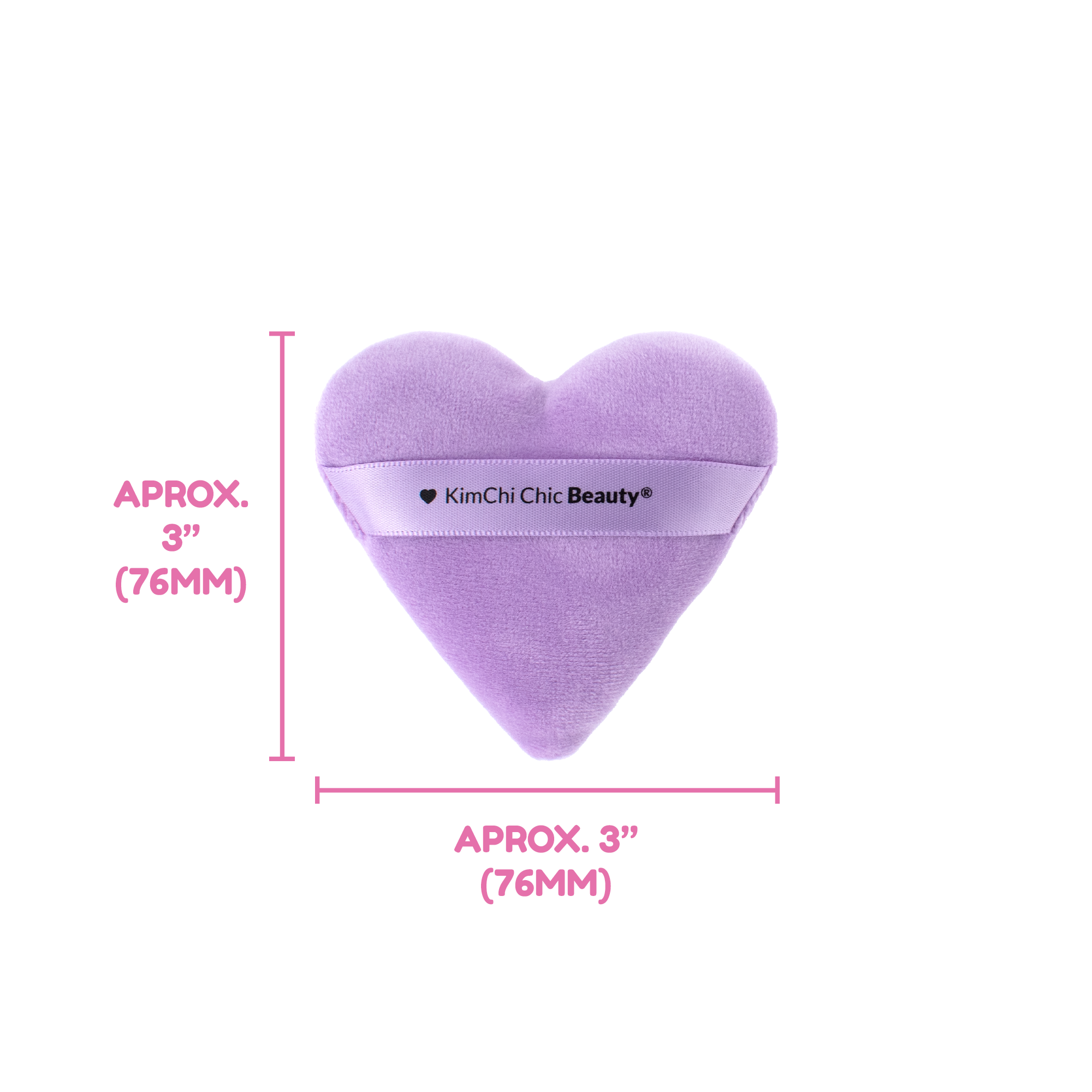 KimChi Chic Beauty heart-shaped purple puff, approx. 3 inches, soft material for seamless makeup application.
