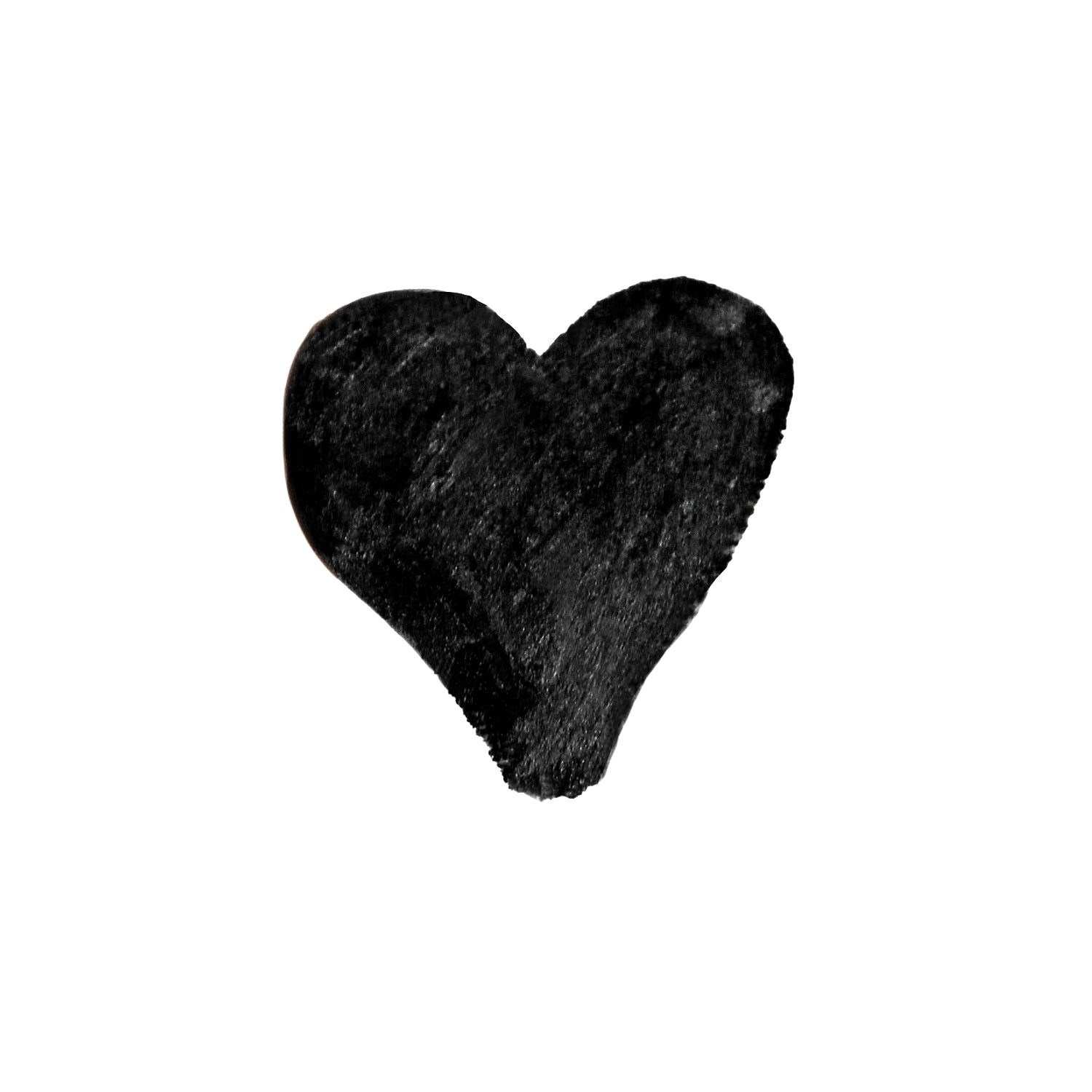 Black textured heart on a white background