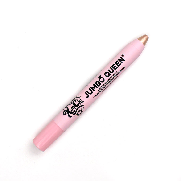 Pink jumbo makeup pencil with black text on a white background