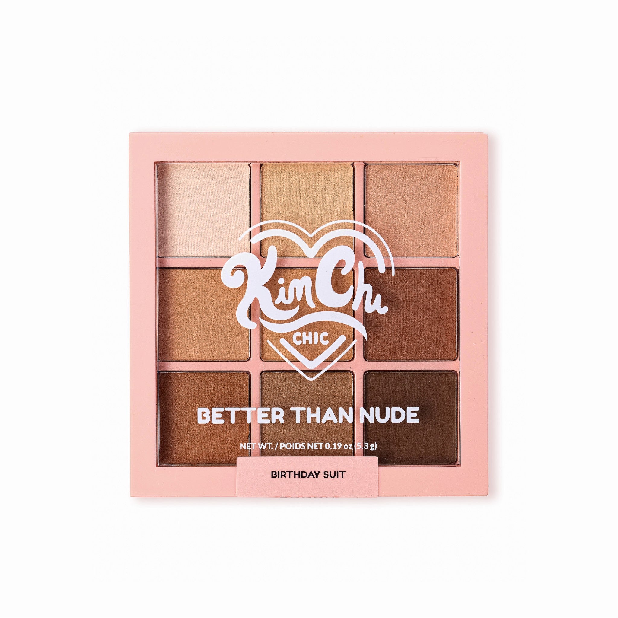 KinChic Better Than Nude eyeshadow palette in Birthday Suit, 9 warm neutral shades, 0.19 oz.