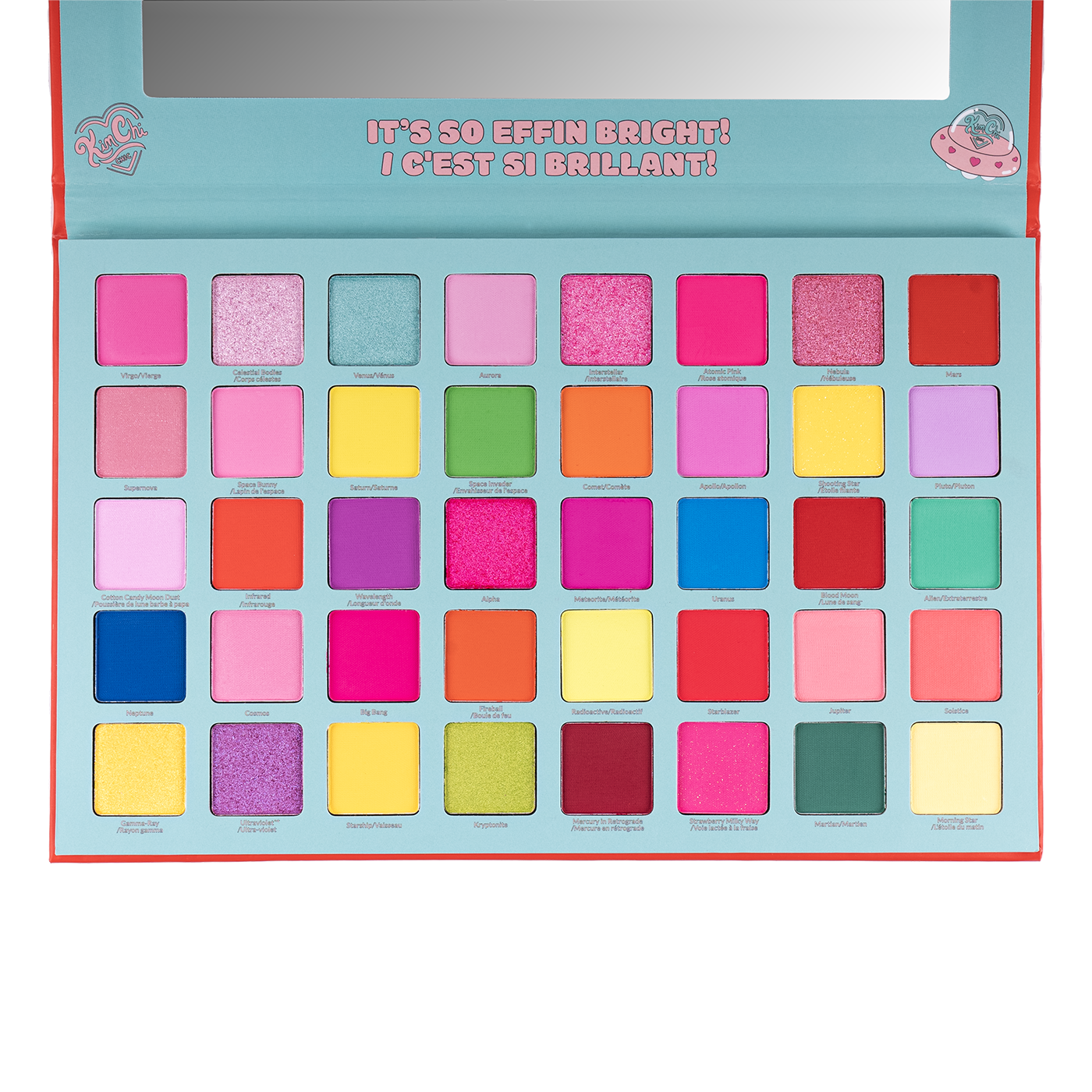 Colorful eyeshadow palette with bright shades