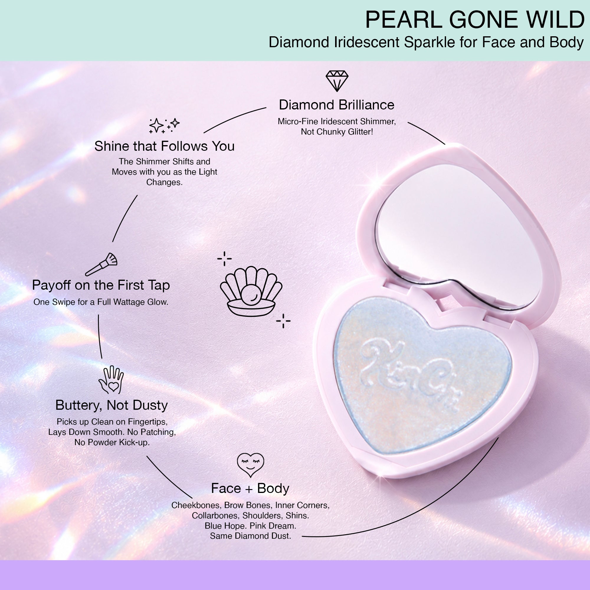 PEARL GONE WILD PRESSED SHIMMER HIGHLIGHTER - 01 Hope (blue iridescent)