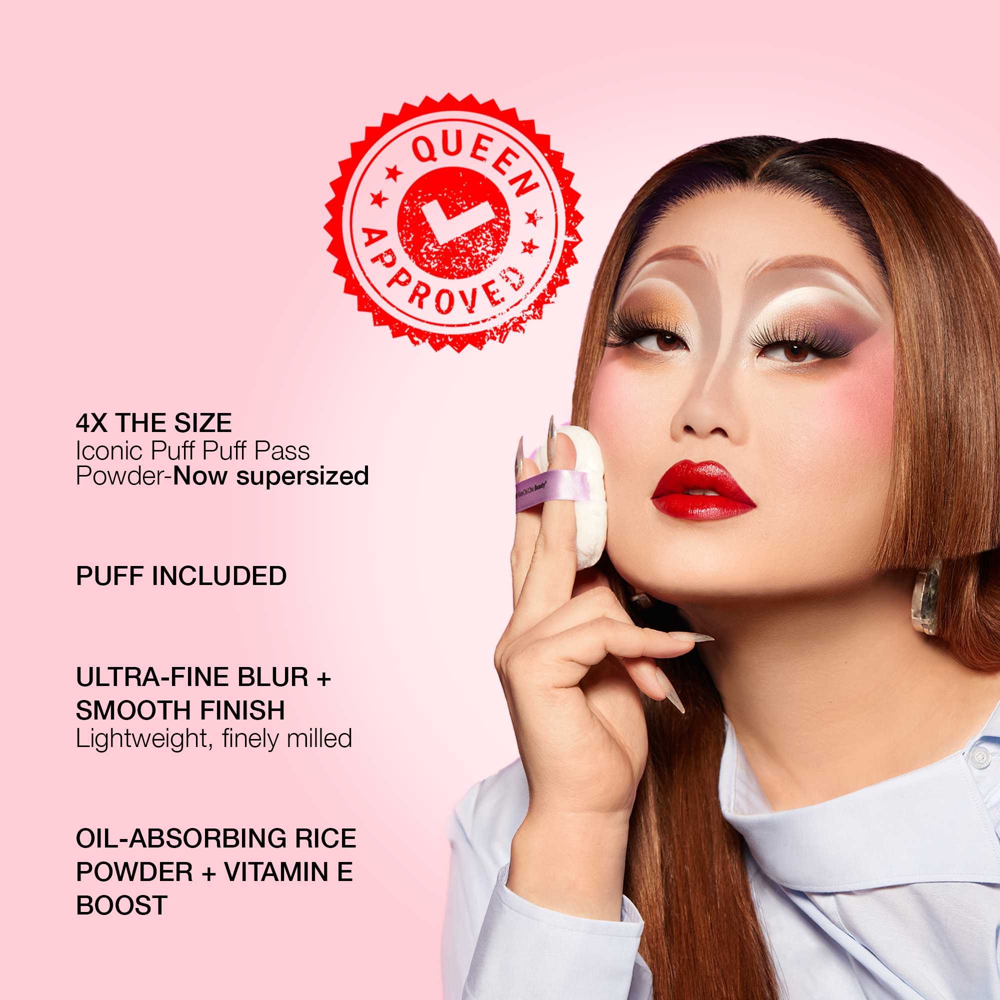 Supersized Puff Puff Pass Powder, 4X the size, includes puff, ultra-fine blur, oil-absorbing rice powder.