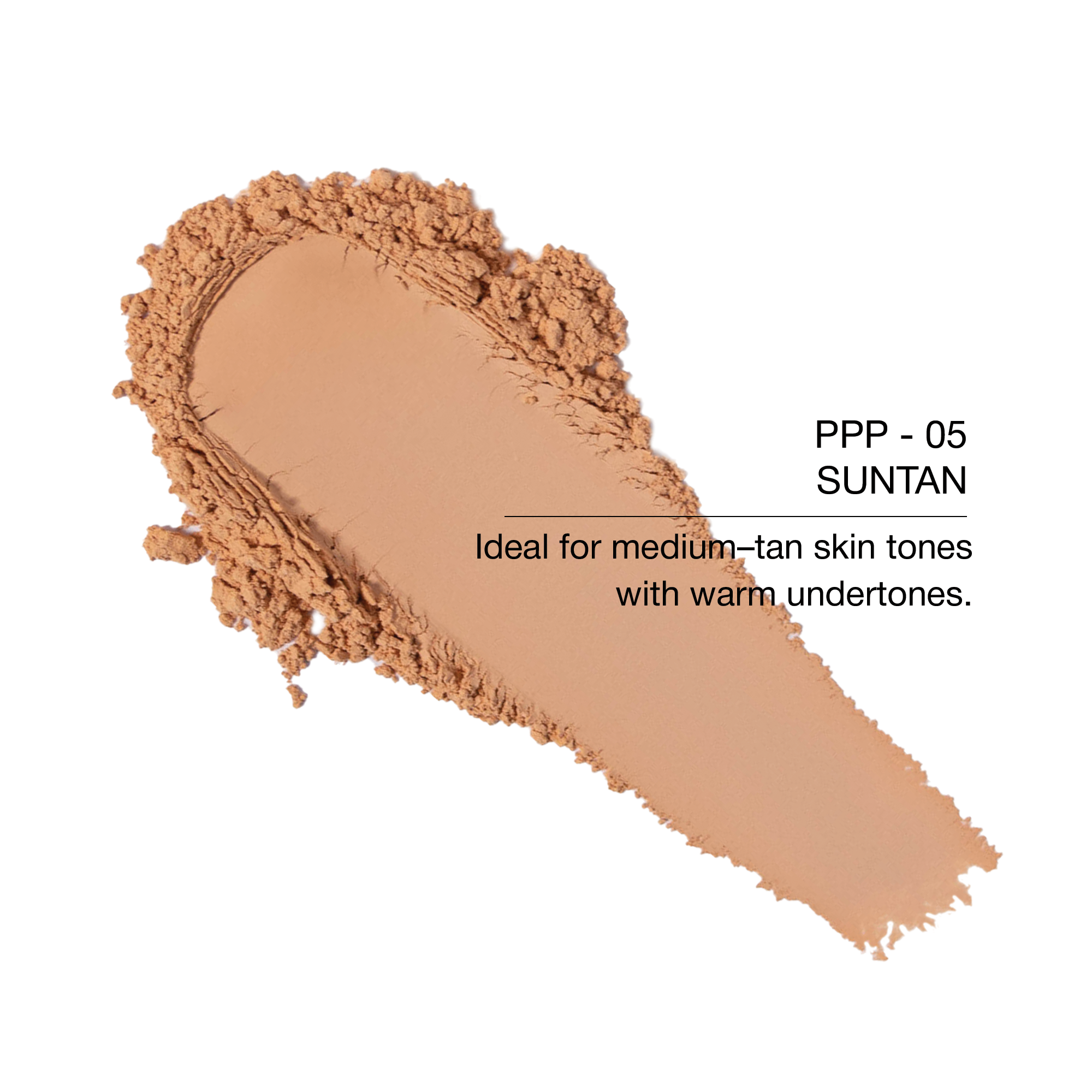 PPP-05 Suntan powder, perfect for medium-tan skin tones with warm undertones, smooth texture.