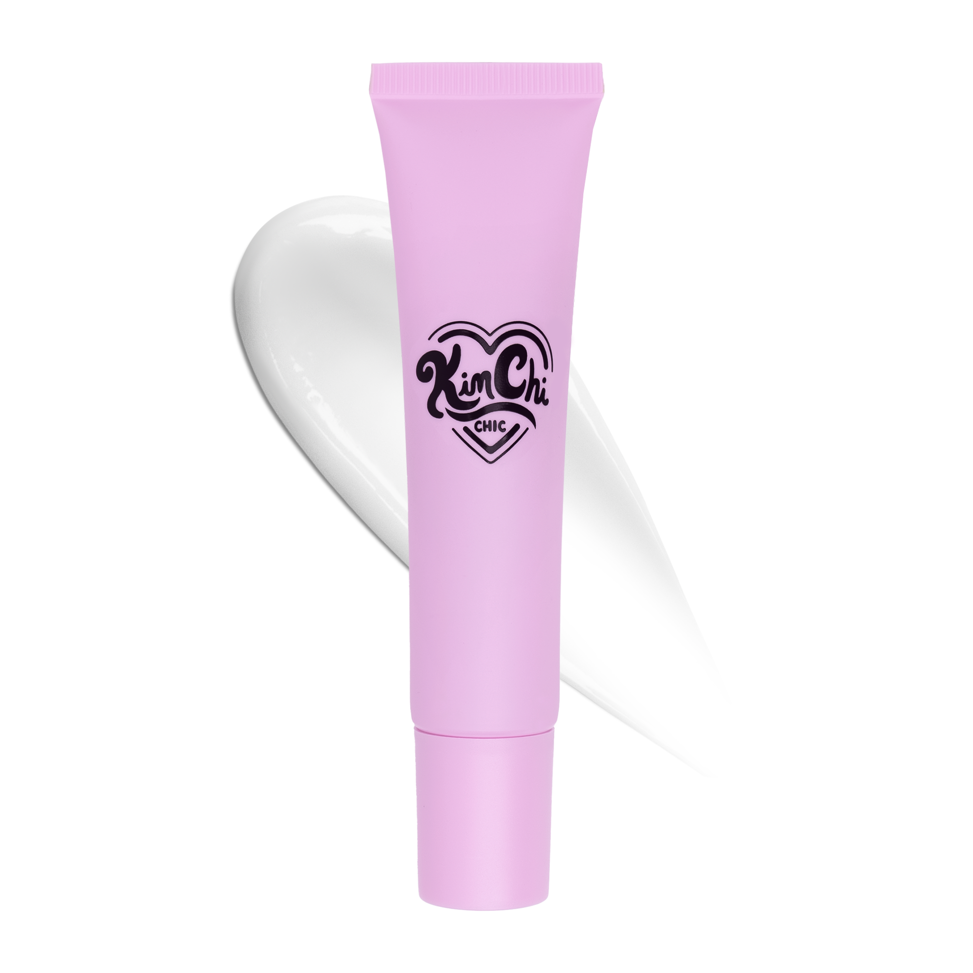 Kim Chi Chic pink cream tube with logo, featuring a smooth white product texture.