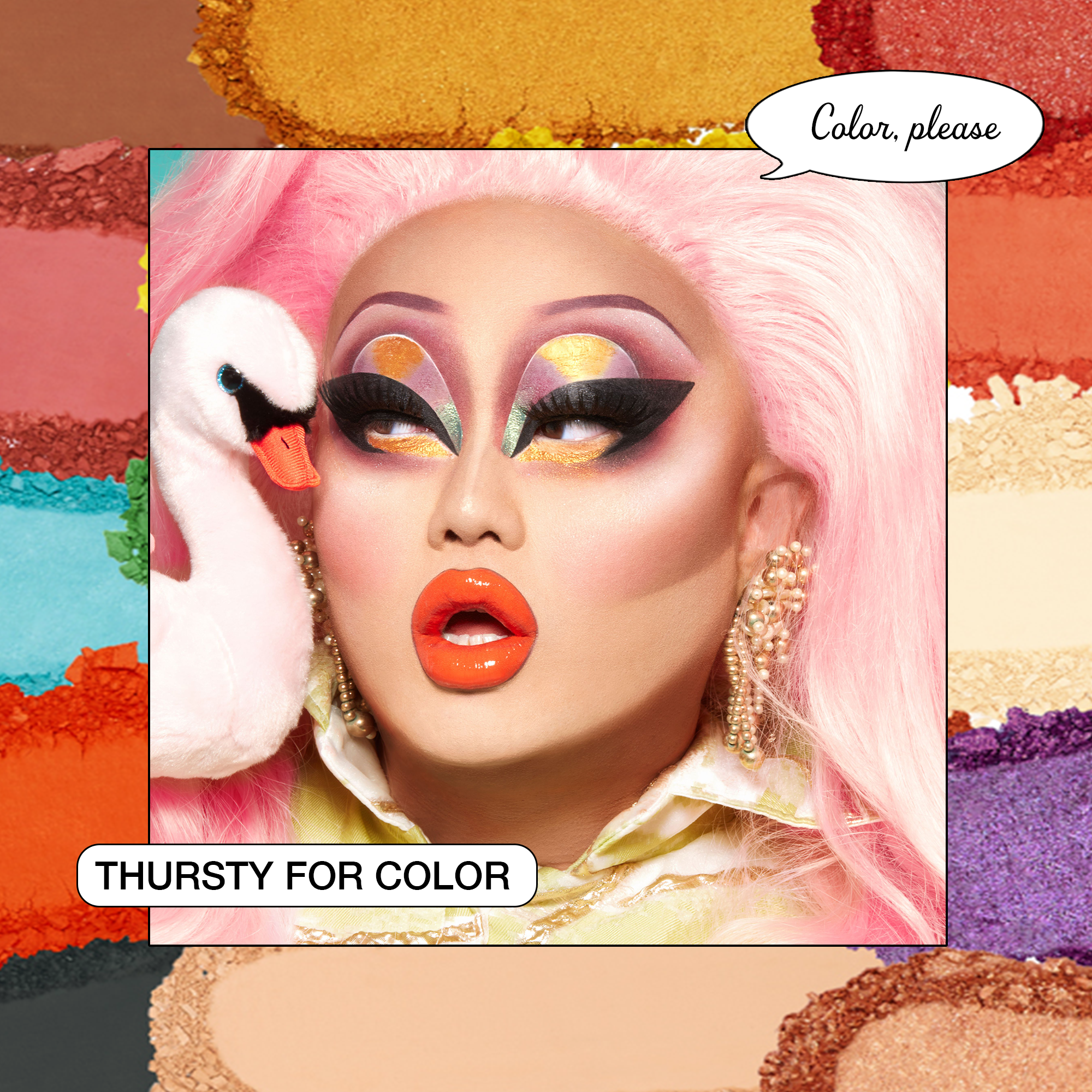 Vibrant makeup tutorial featuring colorful eyeshadows and bold lips, showcasing fun and creativity.