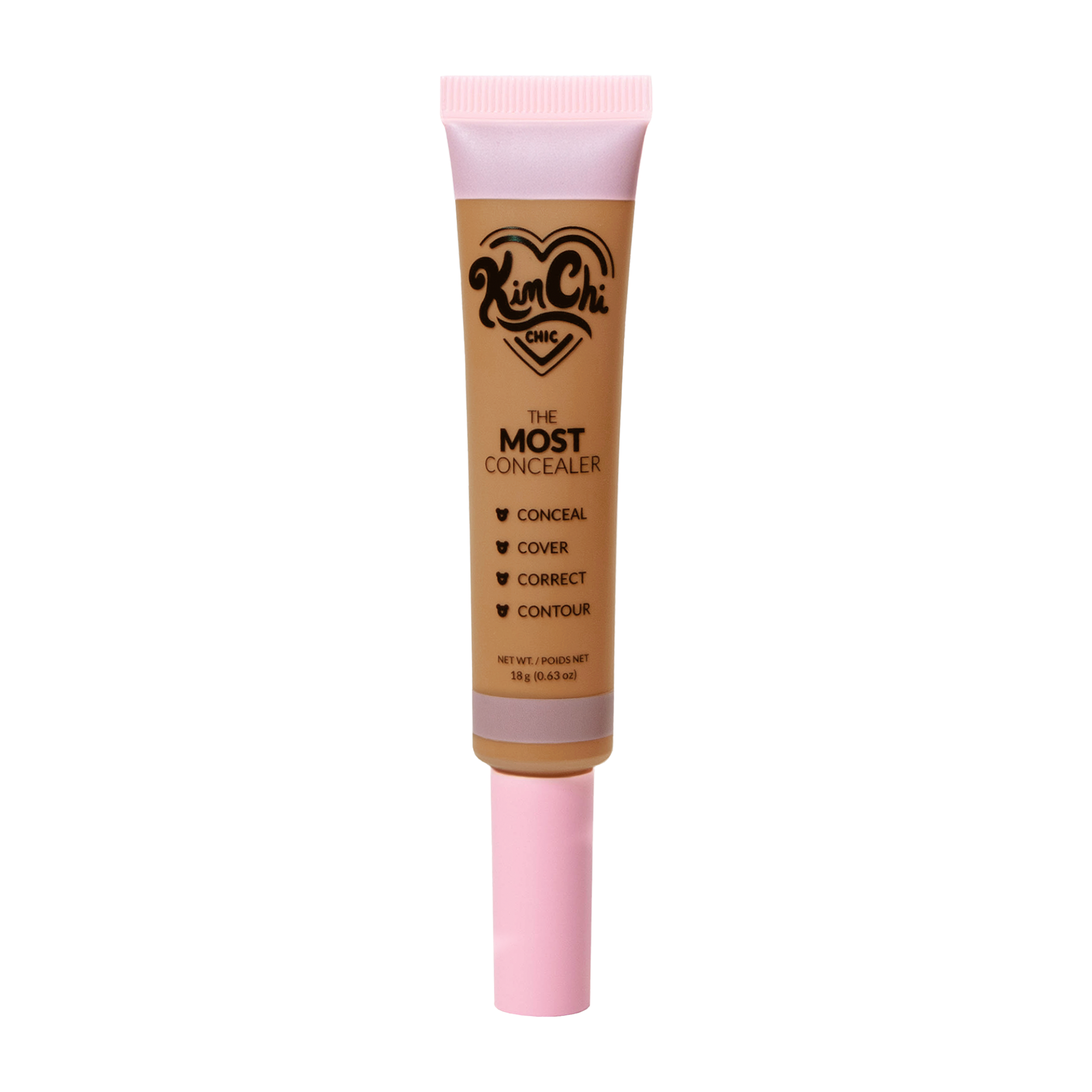 Tube of Kim Chi The Most Concealer in pink packaging.