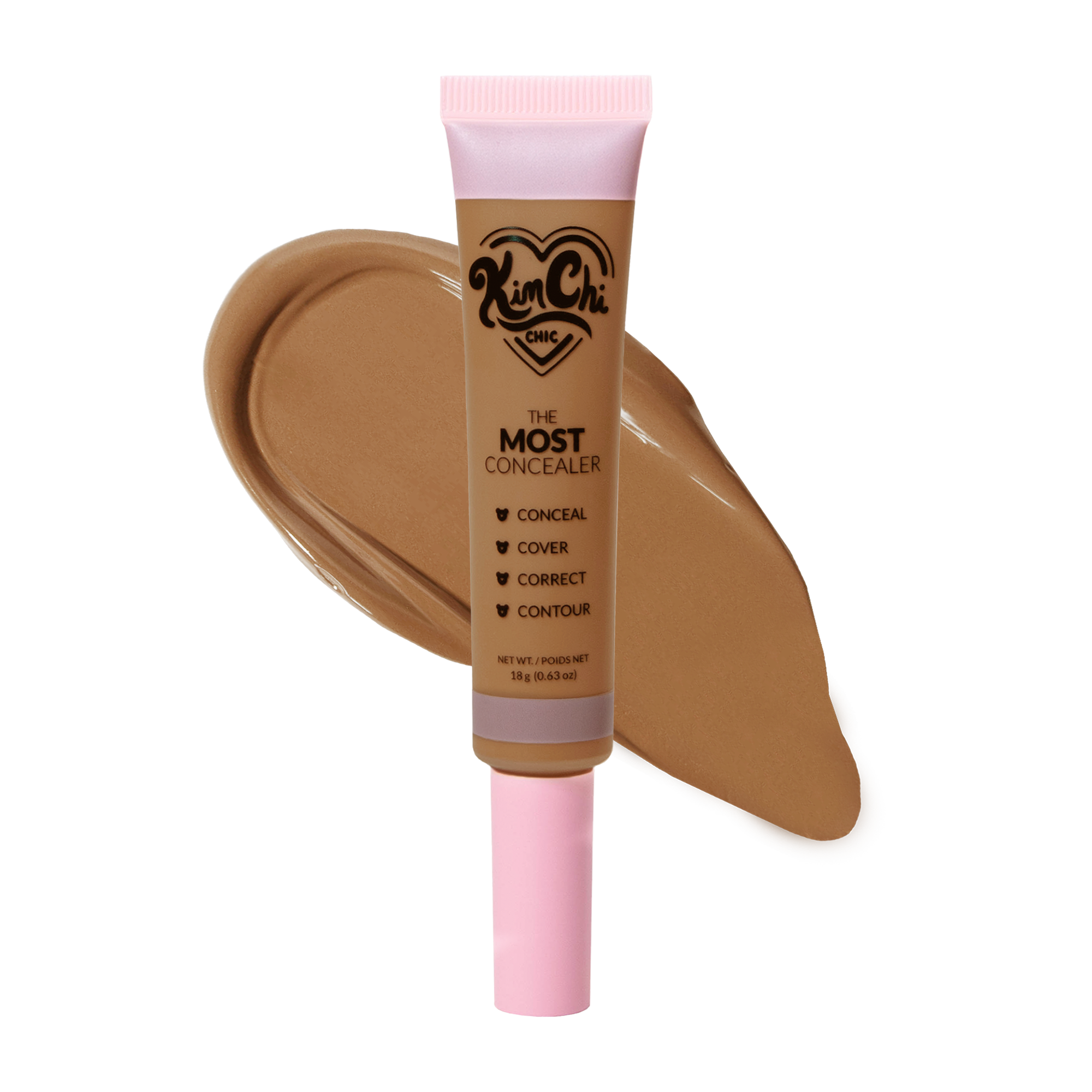 Tube of KimChi Chic Beauty The Most Concealer with swatch.