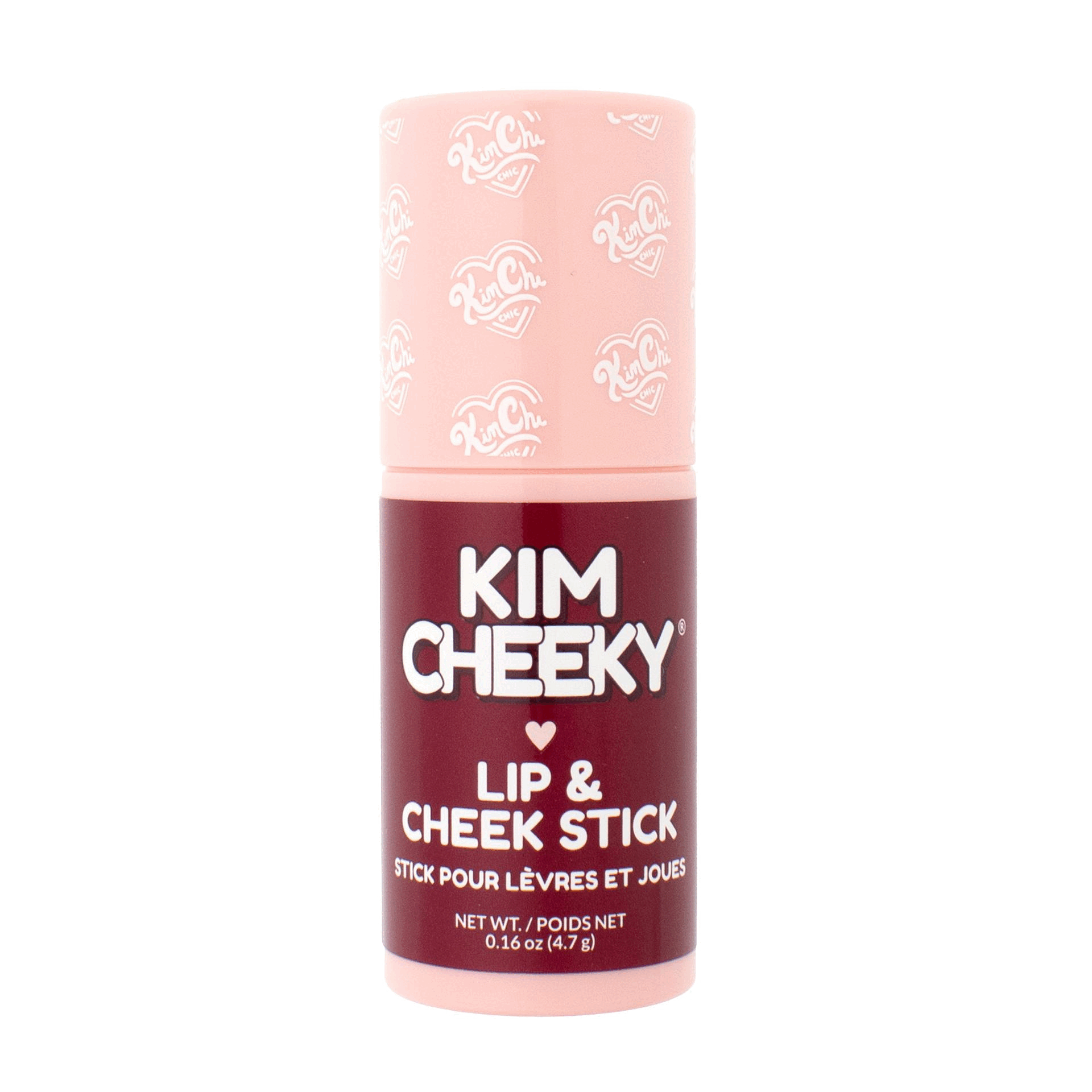 Lip and cheek stick in a pink container labeled 'KIM CHEEKY'