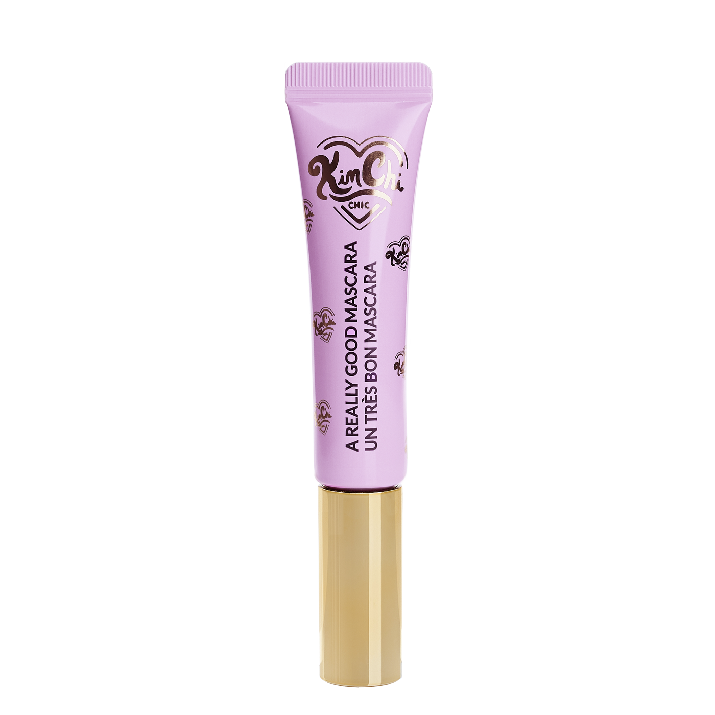 Pink tube of mascara with gold cap