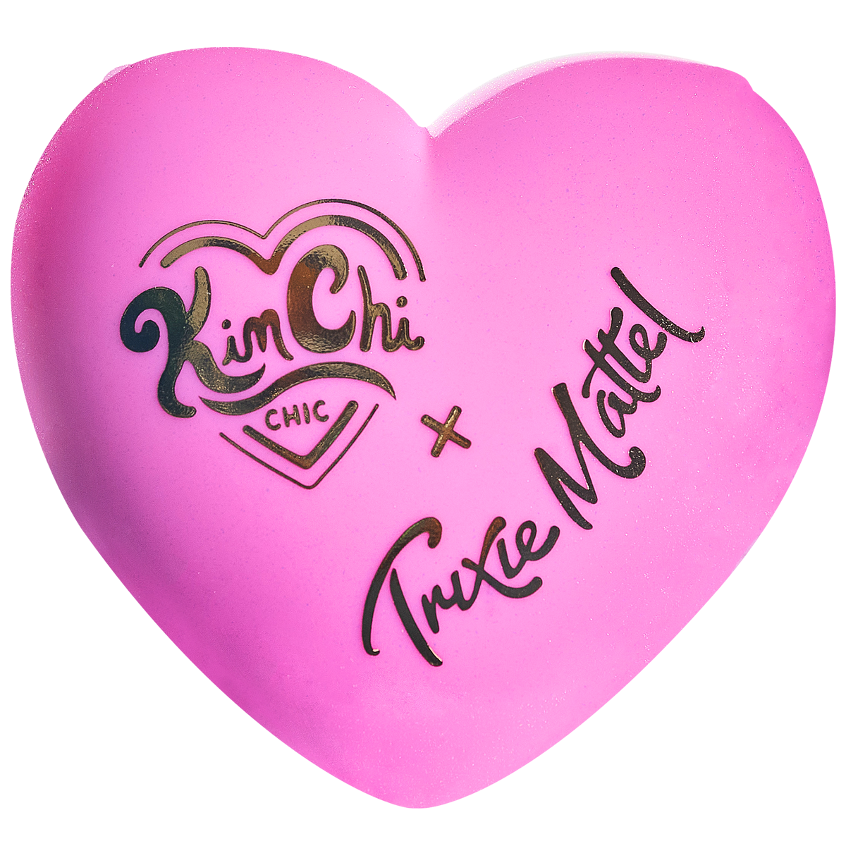 Heart-shaped product with Kim Chi Chic and Trixie Mattel logos