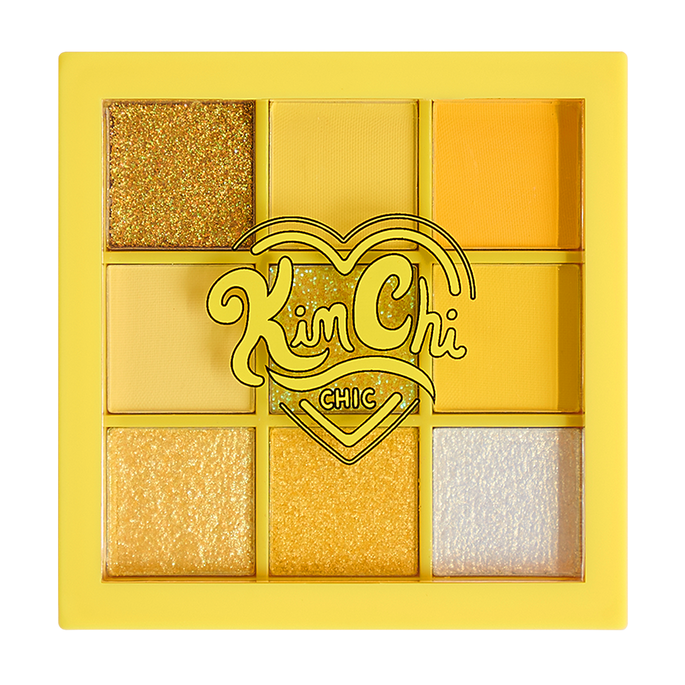 Nine-shade yellow and gold eyeshadow palette by Kim Chi Chic Beauty