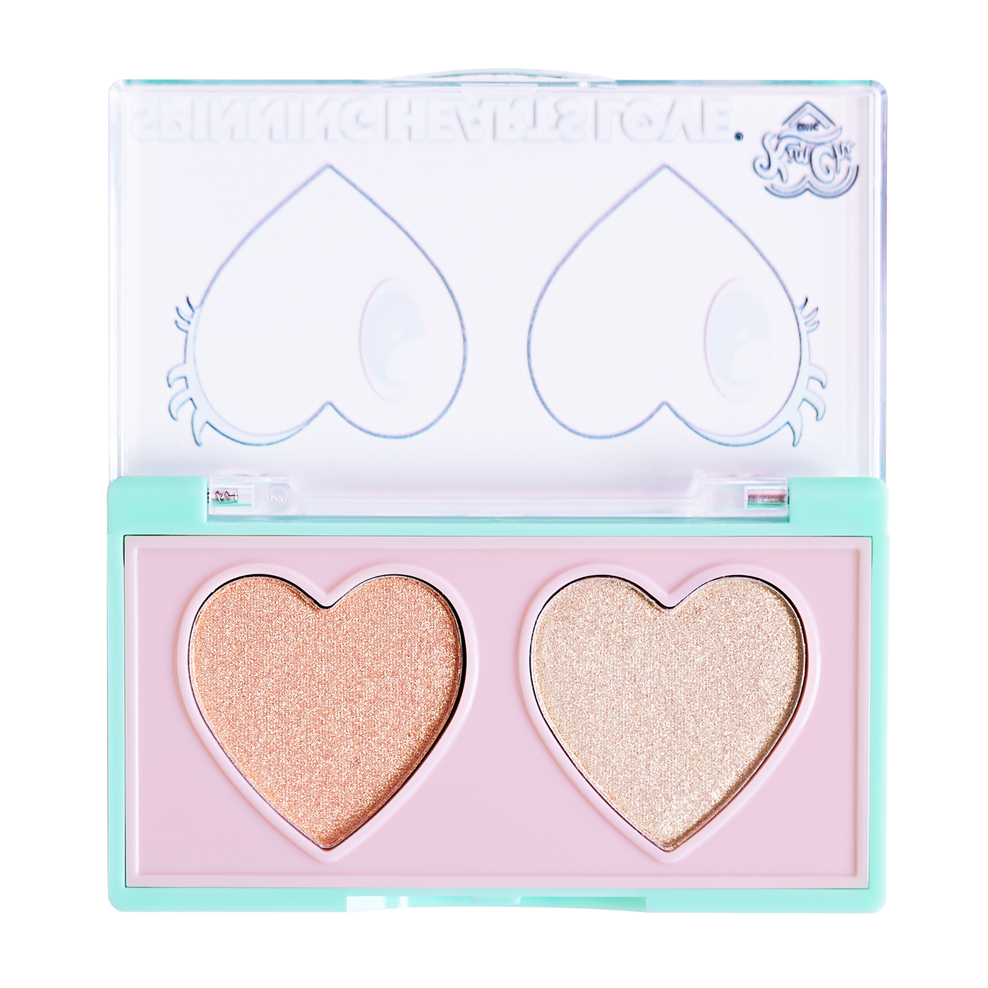 Heart-shaped makeup palette with two shades