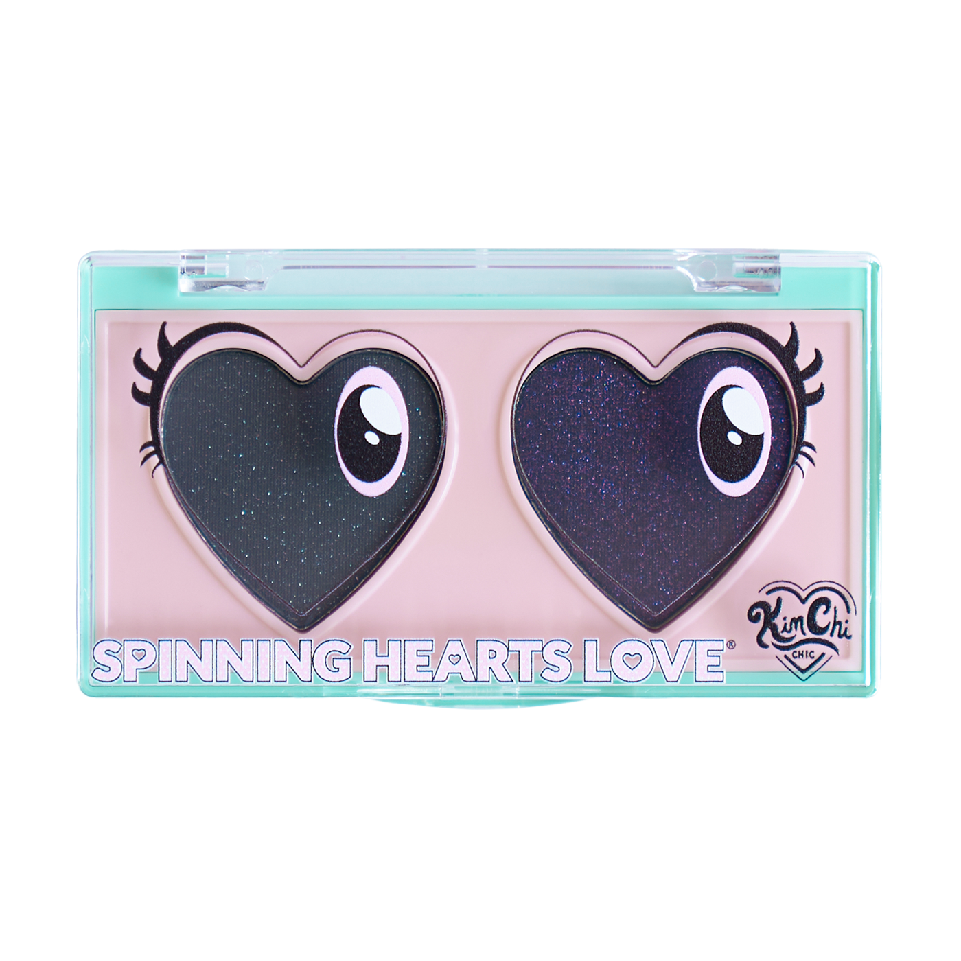 Eyeshadow palette with heart-shaped glittery shades