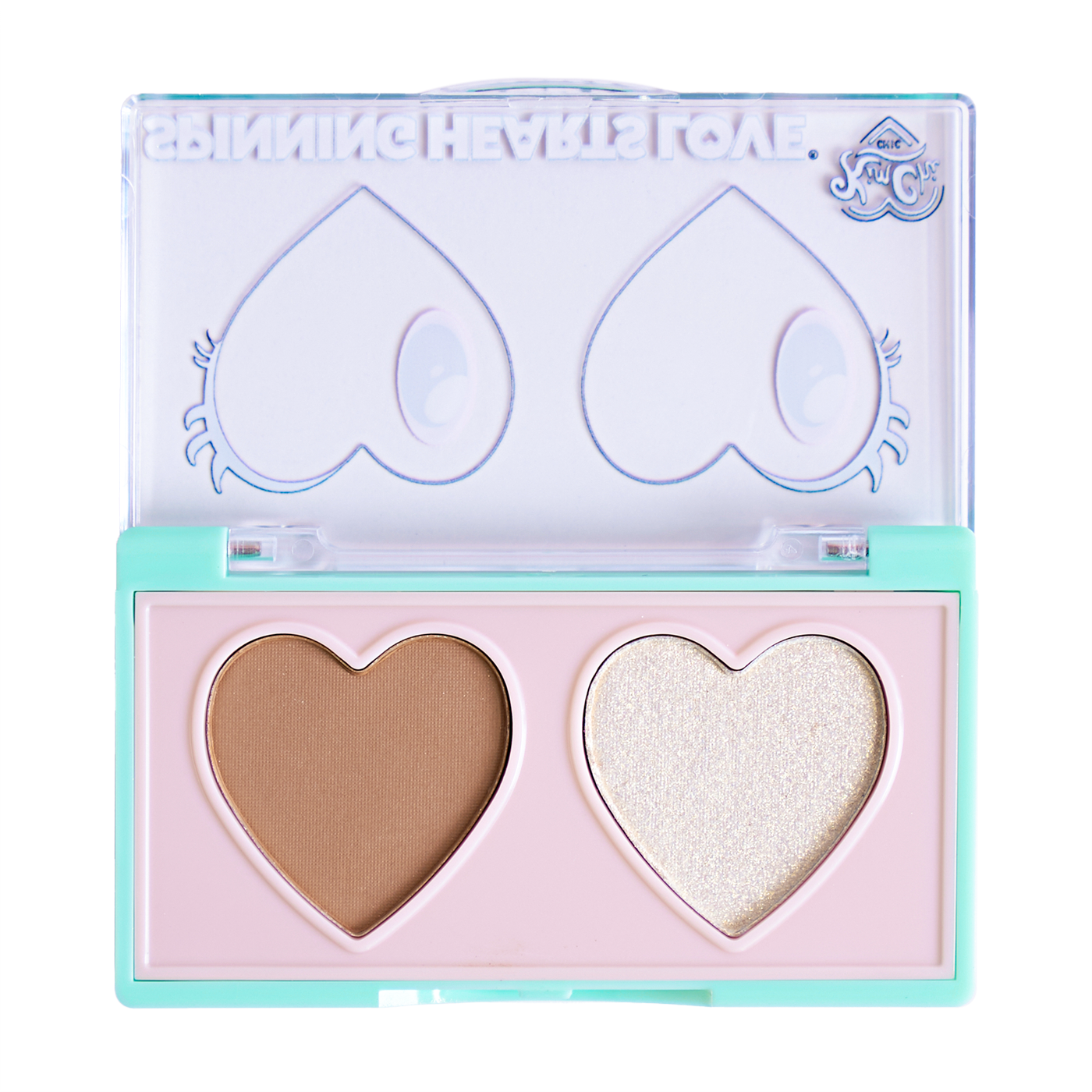 Heart-shaped bronzer and highlighter palette