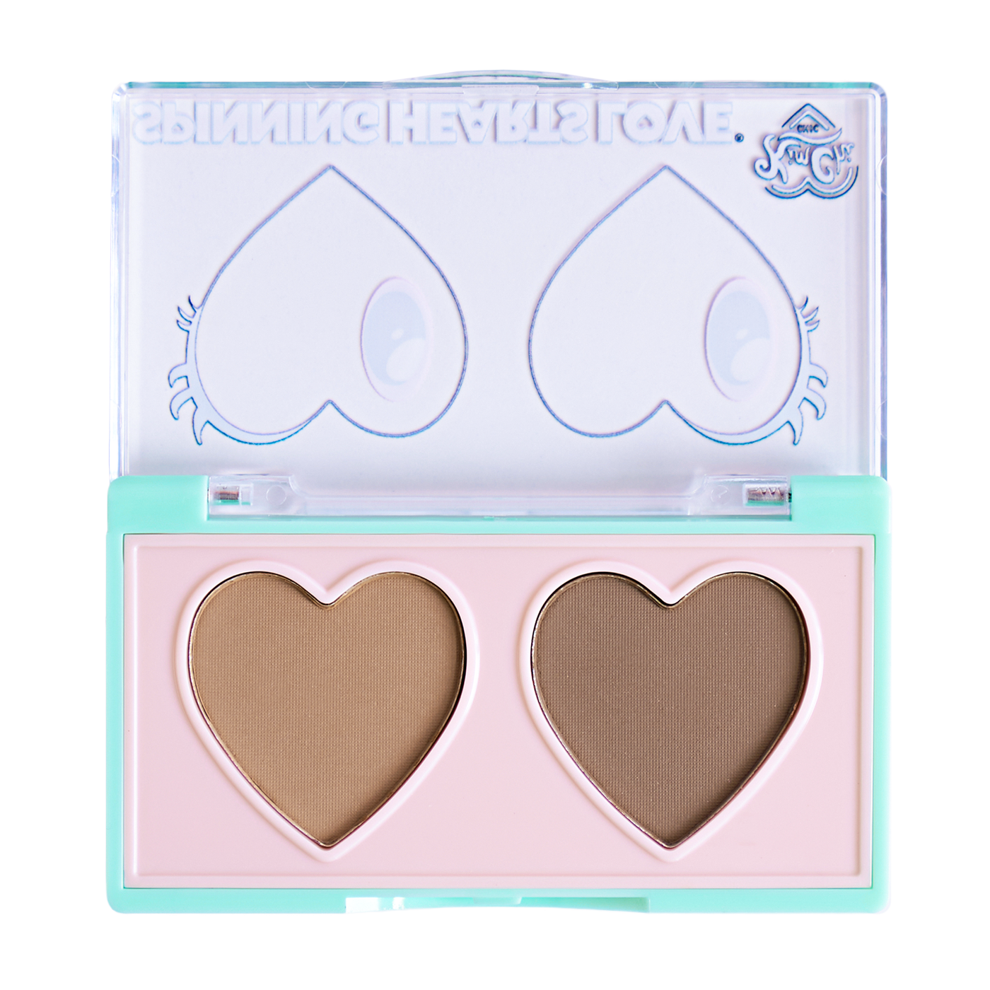 Heart-shaped eyeshadow palette with two brown shades