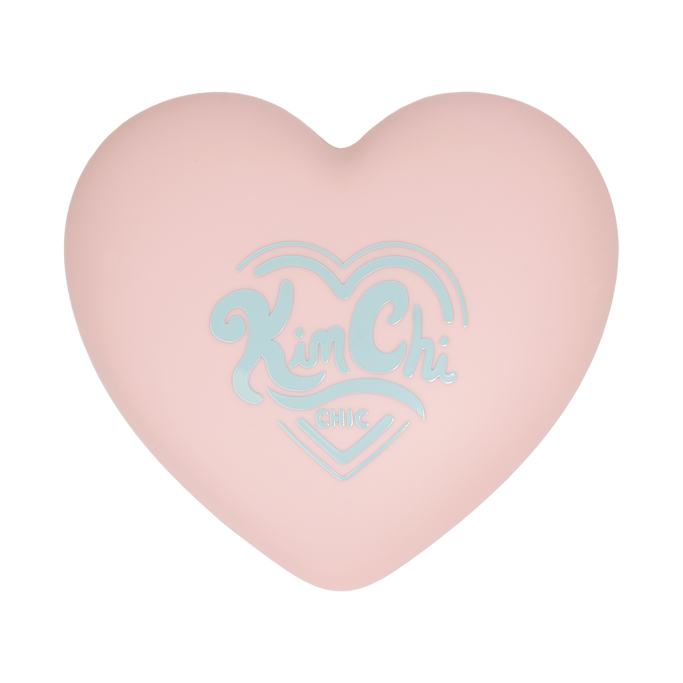 Pink heart-shaped object with 'Kim Chi Chic' logo on it