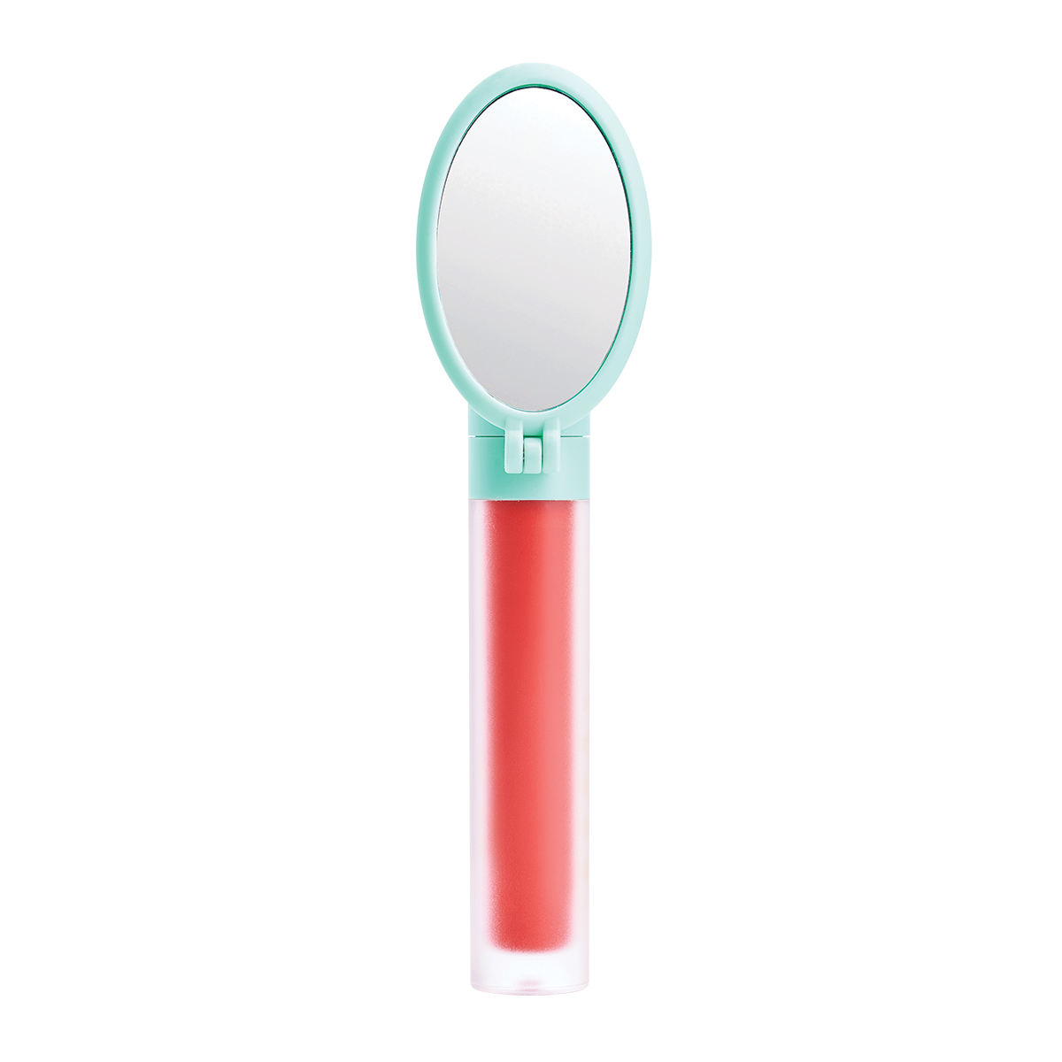 Lip gloss tube with attached oval mirror