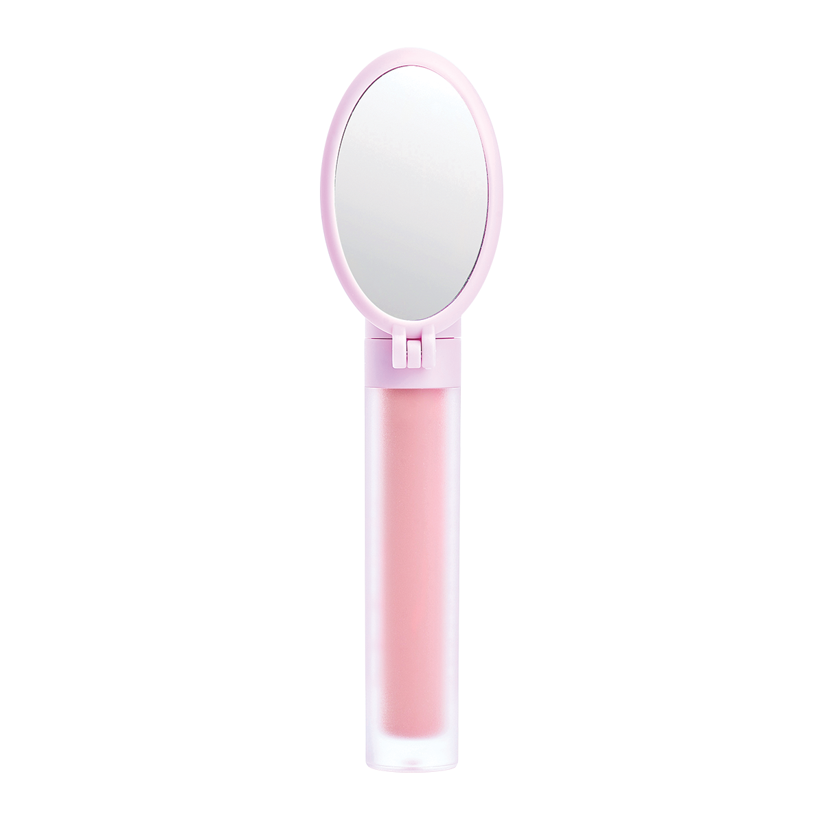 Pink lipstick tube with attached mirror