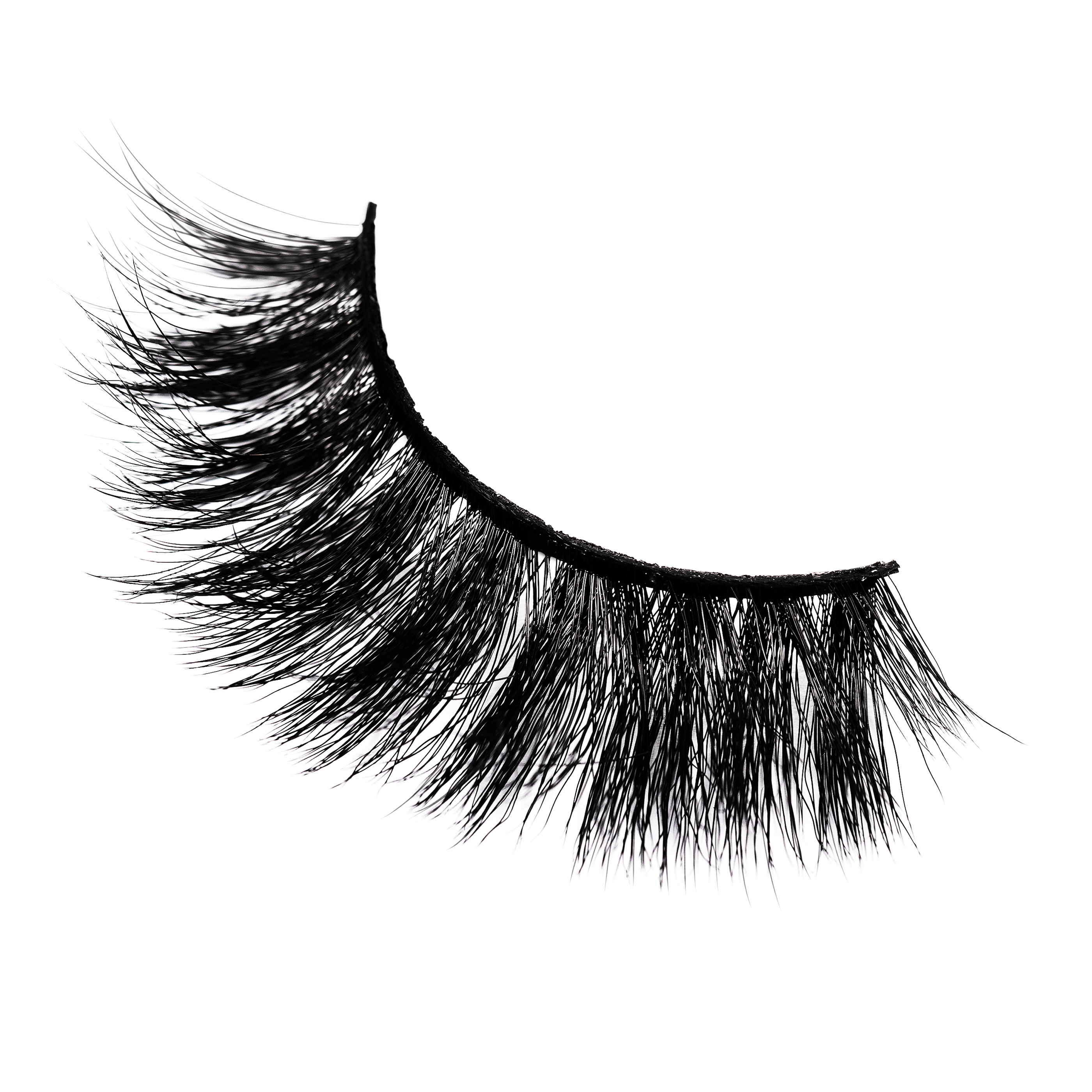 Black false eyelash on a white background.