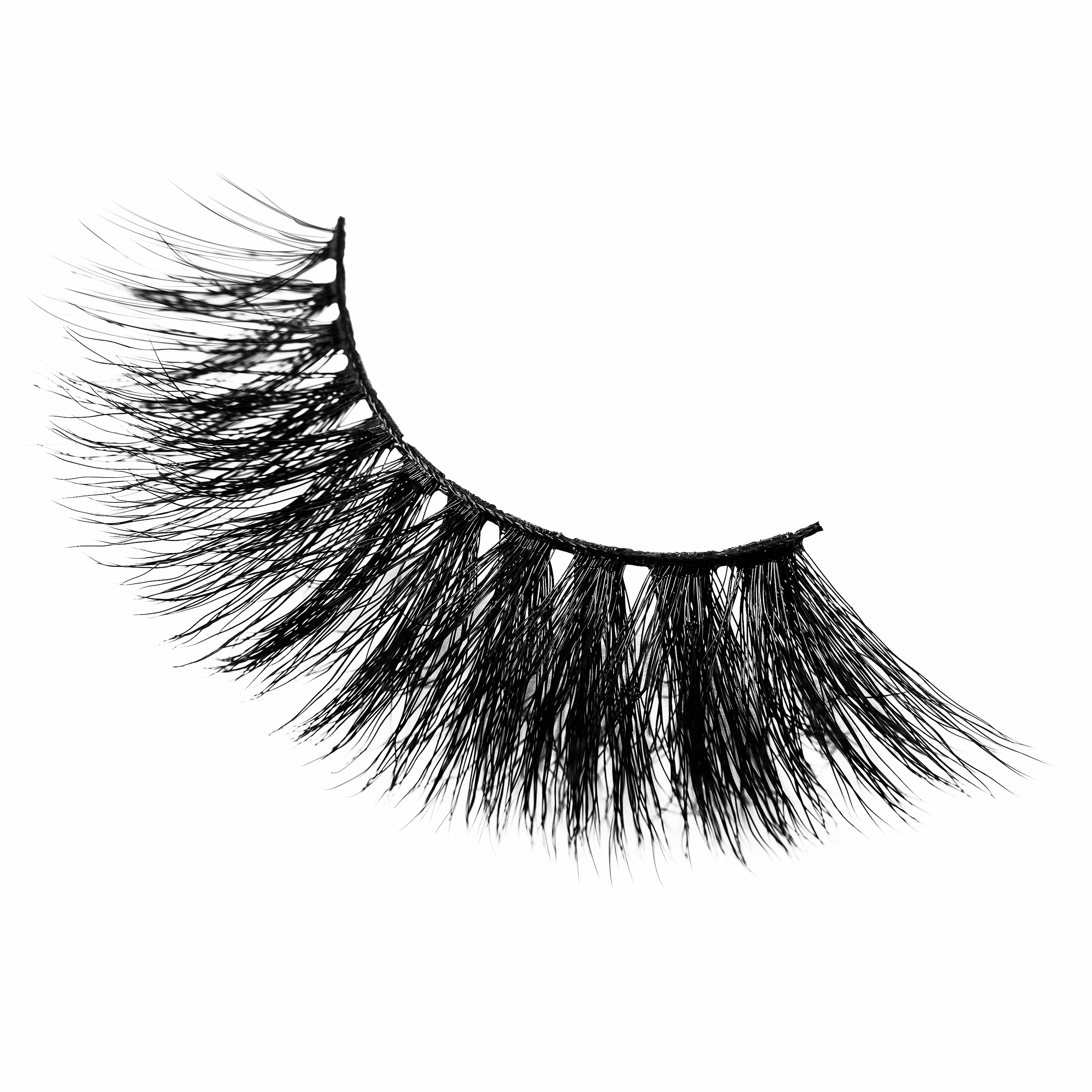 Close-up of a false eyelash against a white background